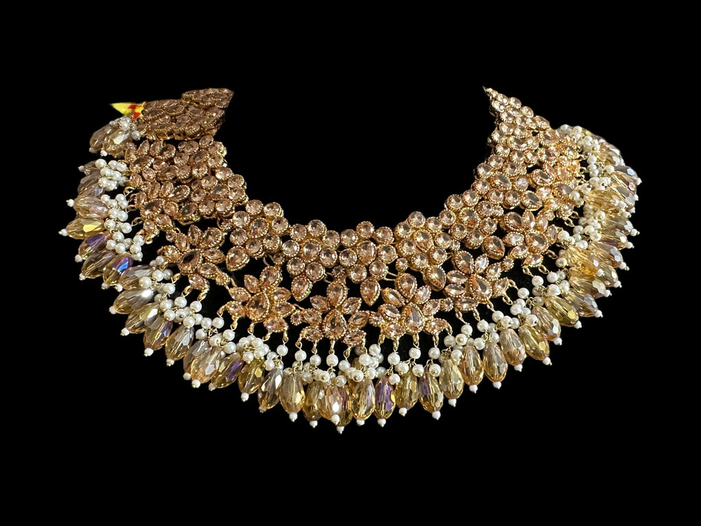 BR478 Kafiya bridal set in golden / champagne  stones and beads ( READY TO SHIP )