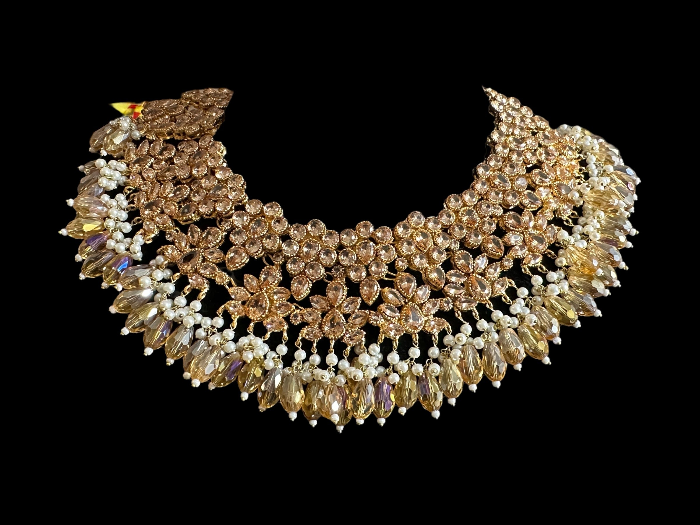 BR478 Kafiya bridal set in golden / champagne  stones and beads ( READY TO SHIP )