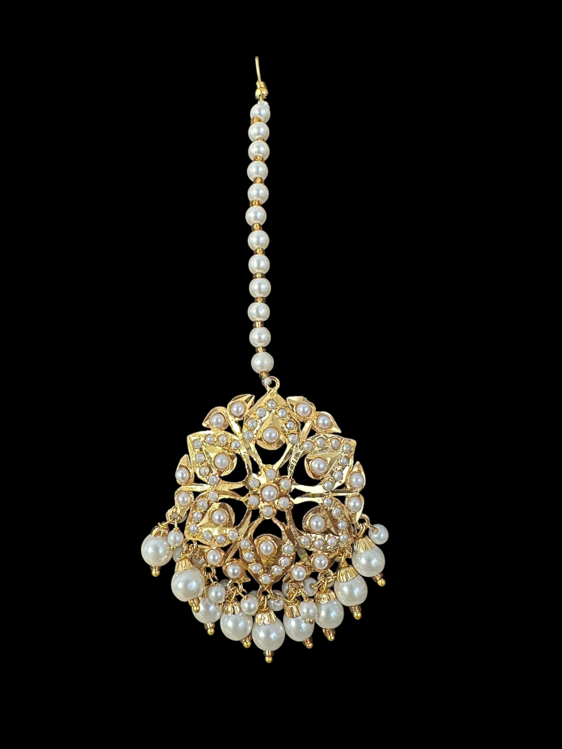 DNS189 Gold-Plated jadau Floral Hasli Necklace with jhumka earrings tika  – Handcrafted Traditional Set ( READY TO SHIP )