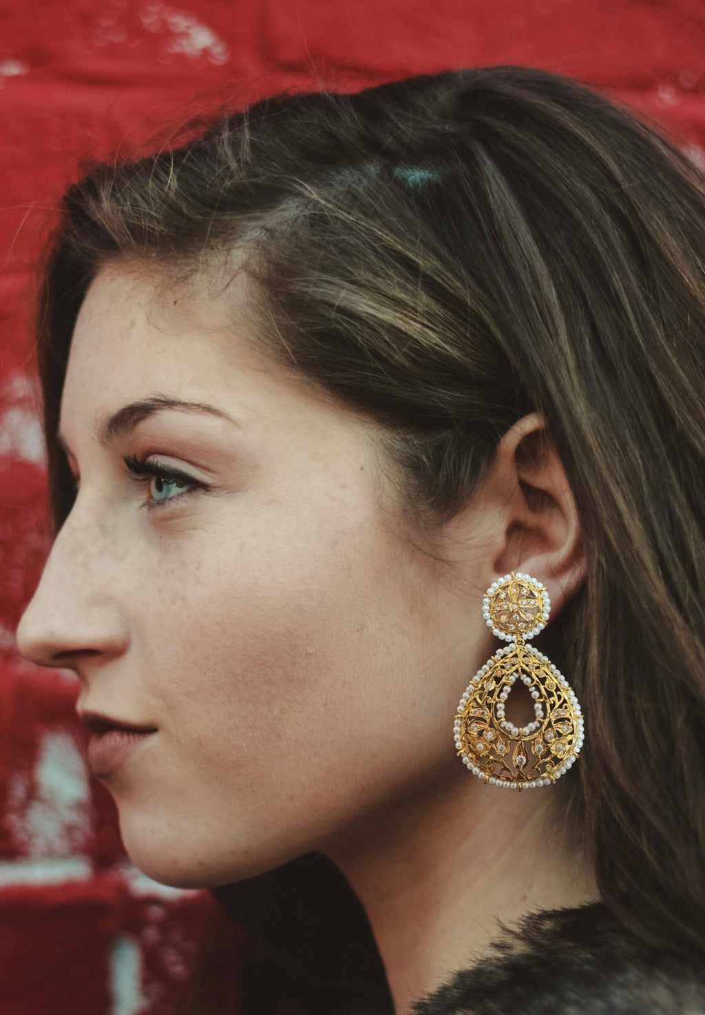 DER738 Gold plated  chandbali earrings ( READY TO SHIP )
