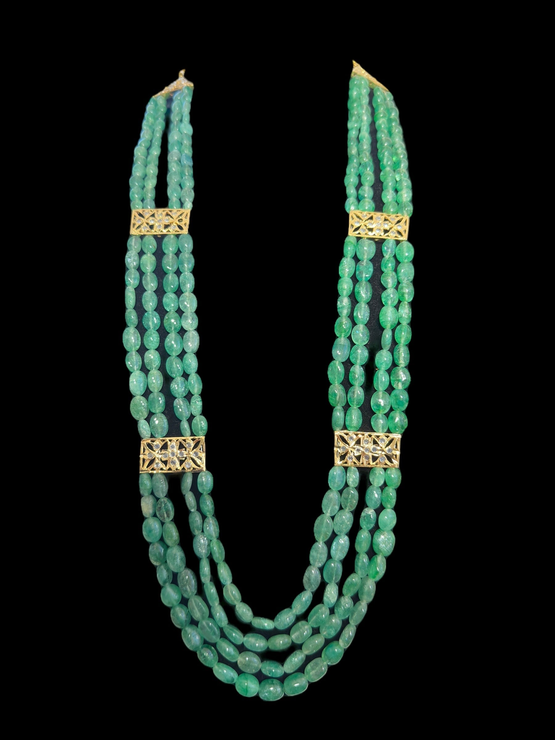 LN59 Ghazal emerald beads Rani haar ( SHIPS IN 3 WEEKS  )