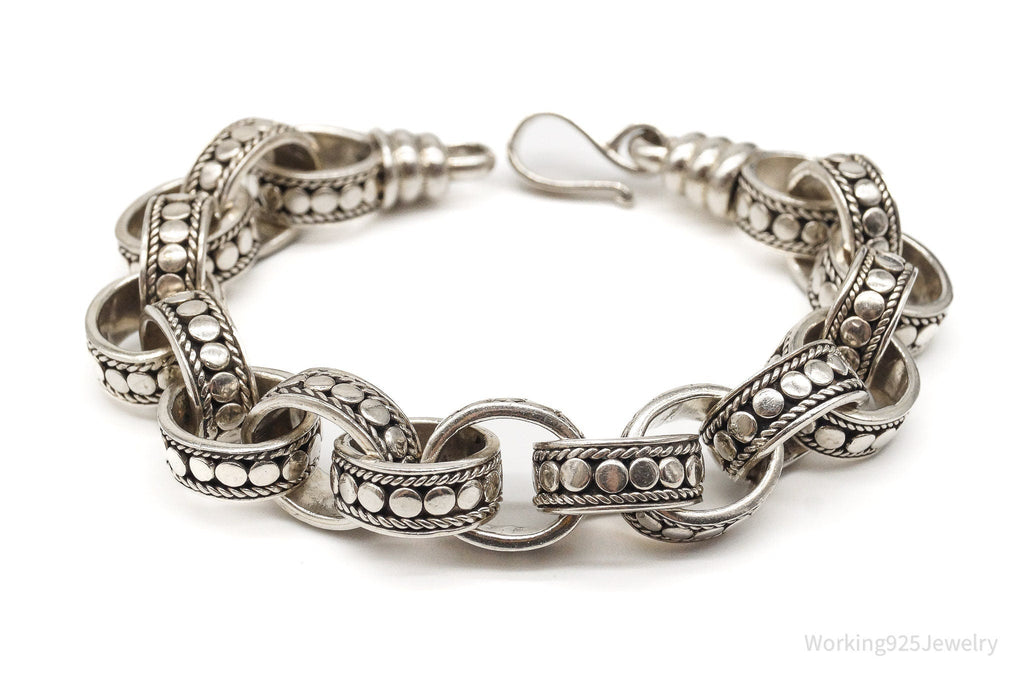 Vintage Designer BA Suarti Large Chain Link Sterling Silver Bracelet