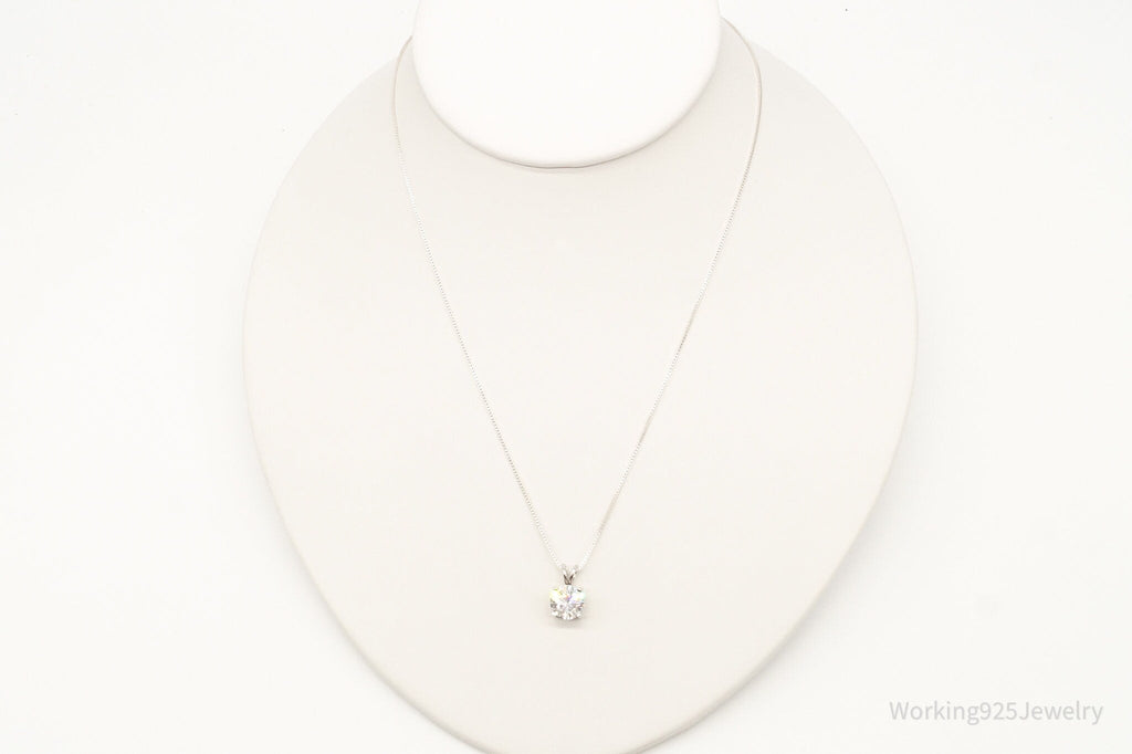 Vintage FAS Large Cubic Zirconia Sterling Silver Necklace