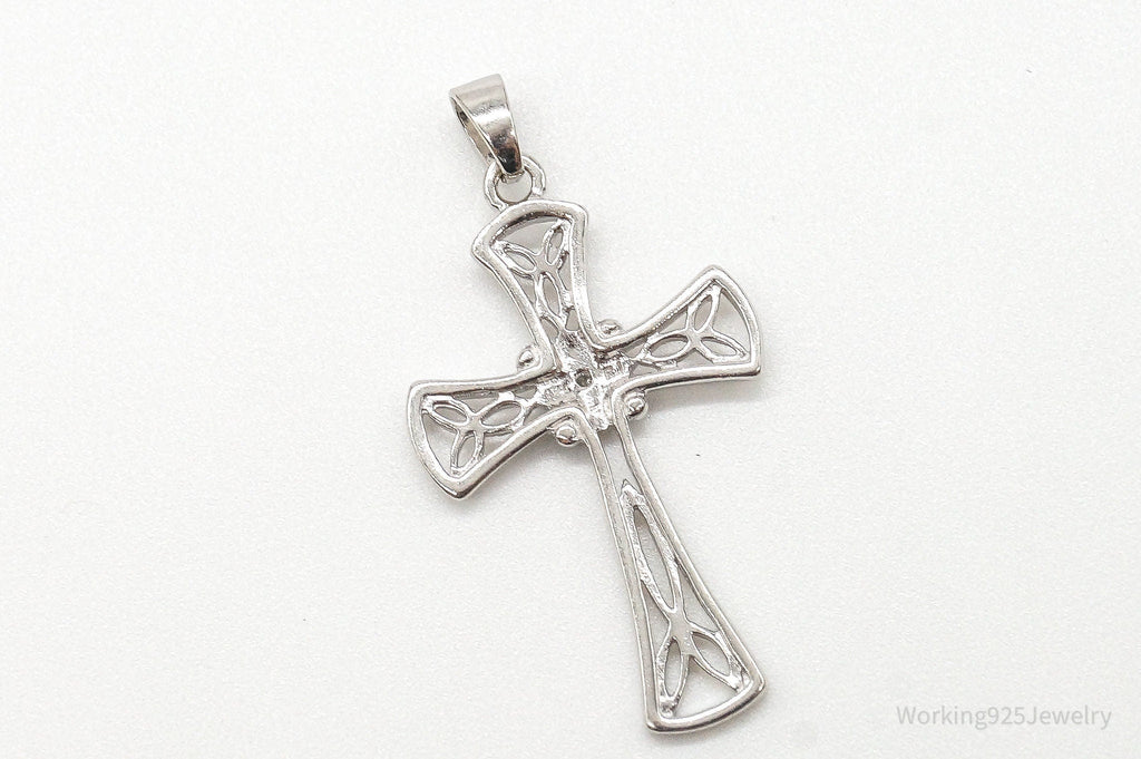 Vintage Diamond Celtic Cross Sterling Silver Pendant