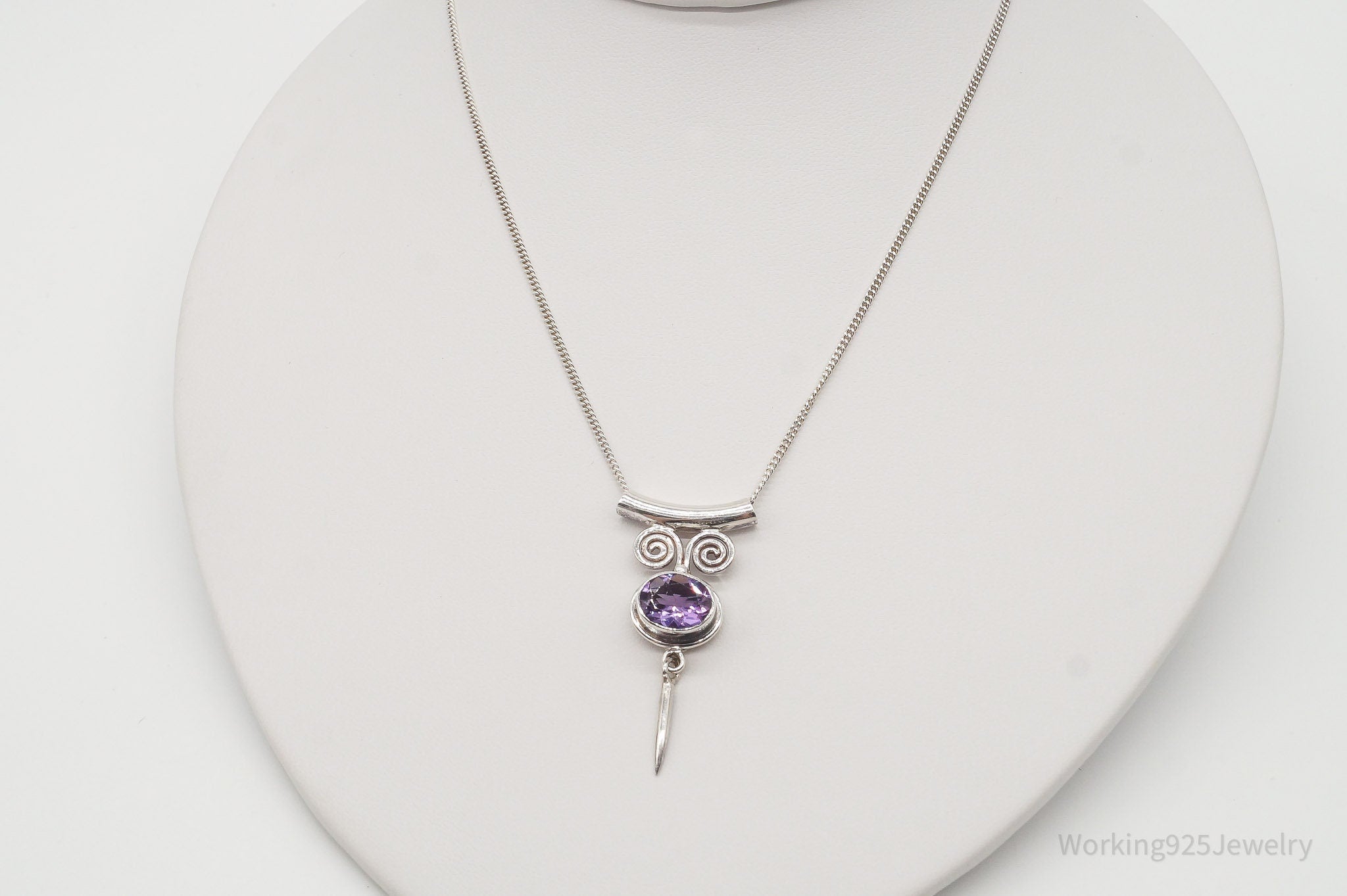 Vintage Designer Sajen Amethyst Sterling Silver Necklace