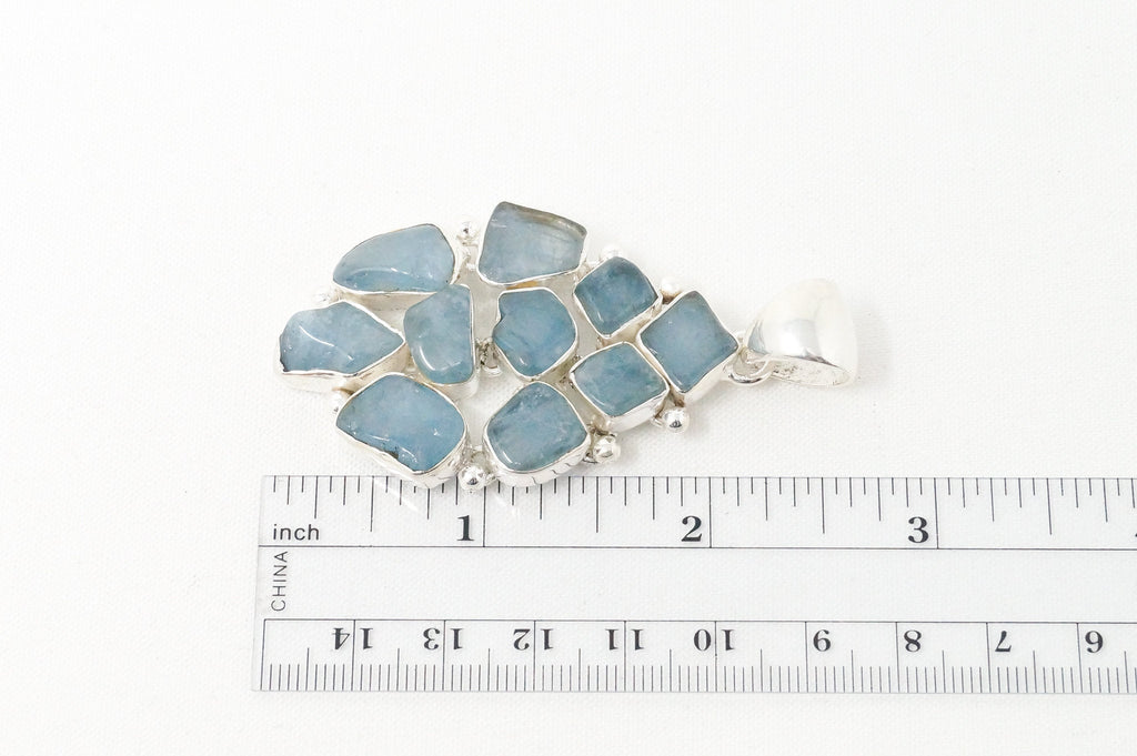 Vintage Blue Gemstone Cluster Southwestern Style Sterling Silver Pendant