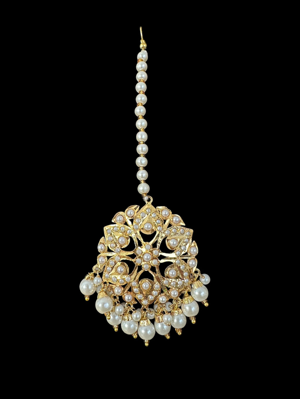 DNS189 Gold-Plated jadau Floral Hasli Necklace with jhumka earrings tika  – Handcrafted Traditional Set ( READY TO SHIP )