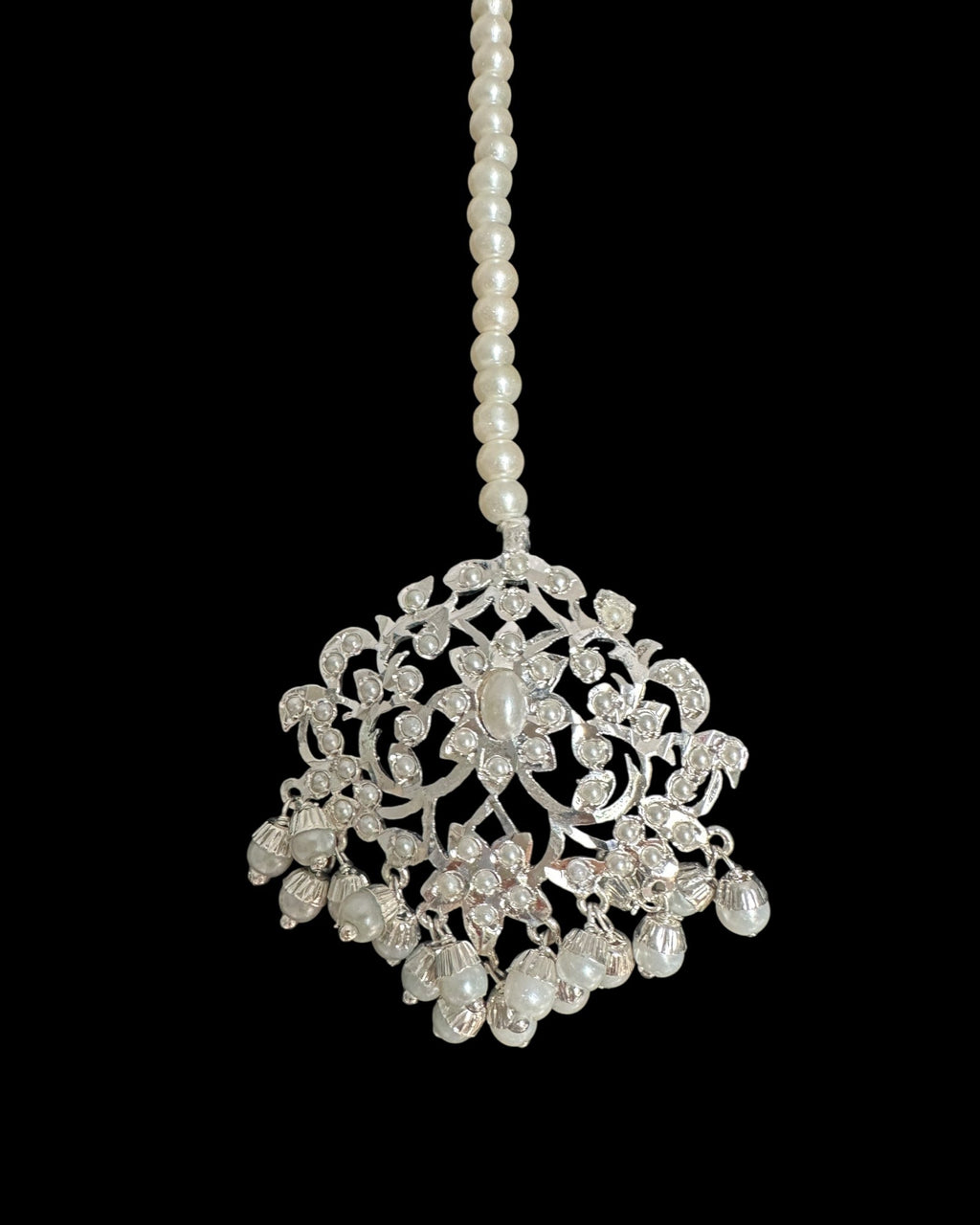 C569 Silver plated jadau choker in pearls ( SHIPS IN 4 WEEKS )