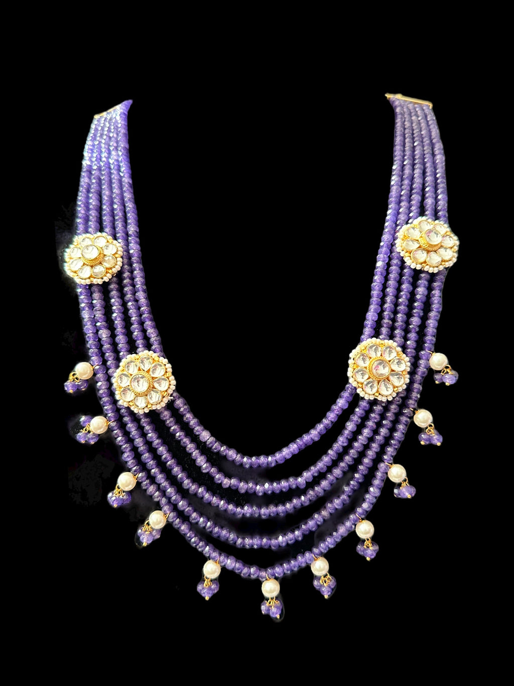 DLN62 pachi kundan necklace in beads ( SHIPS IN 4 WEEKS )