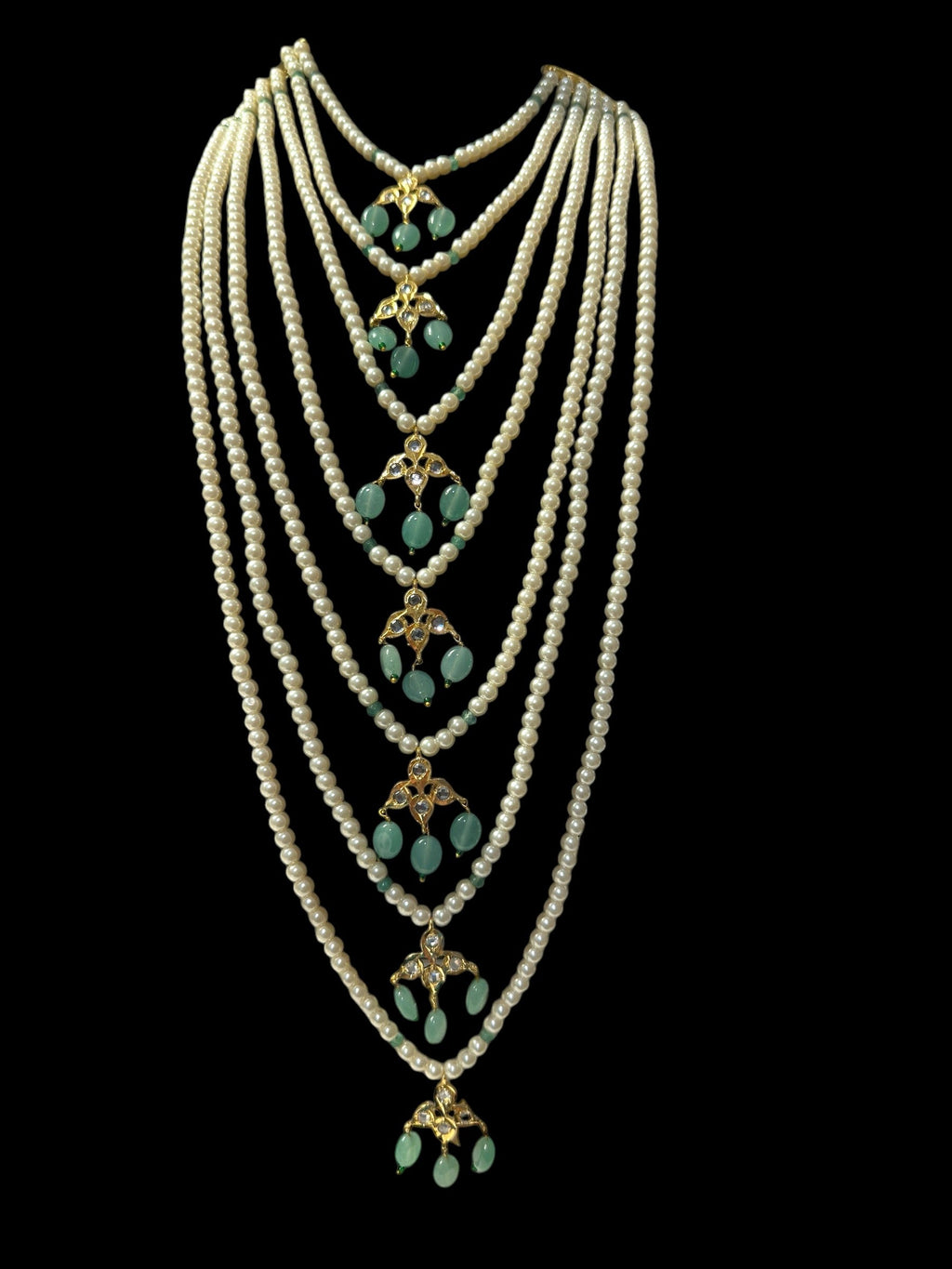 SAT99 Insia satlada with jhumka in light green beads ( READY TO SHIP  )