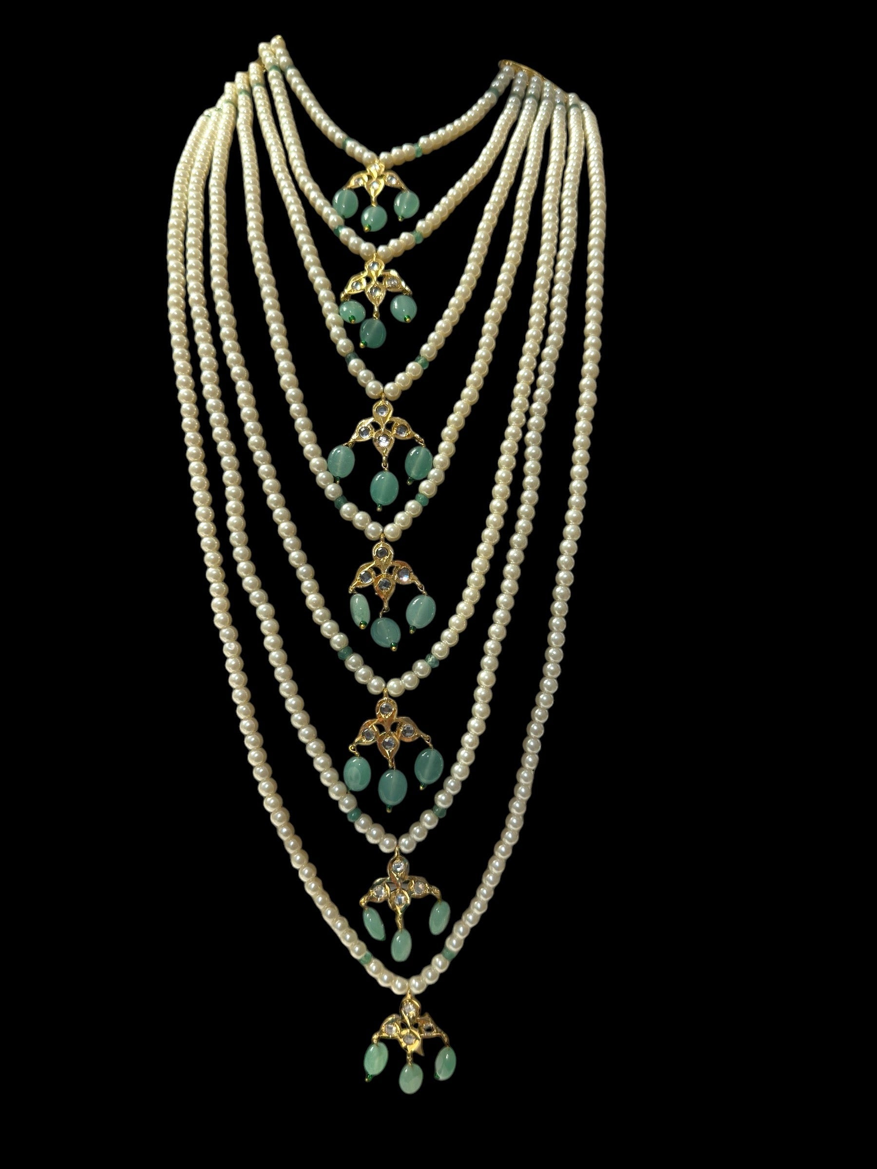 SAT99 Insia satlada with jhumka in light green beads ( READY TO SHIP  )