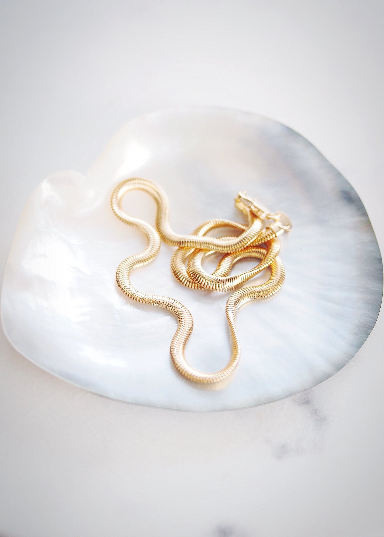 18kt Gold Filled Thick Flat Snake Chain Necklace - Nui