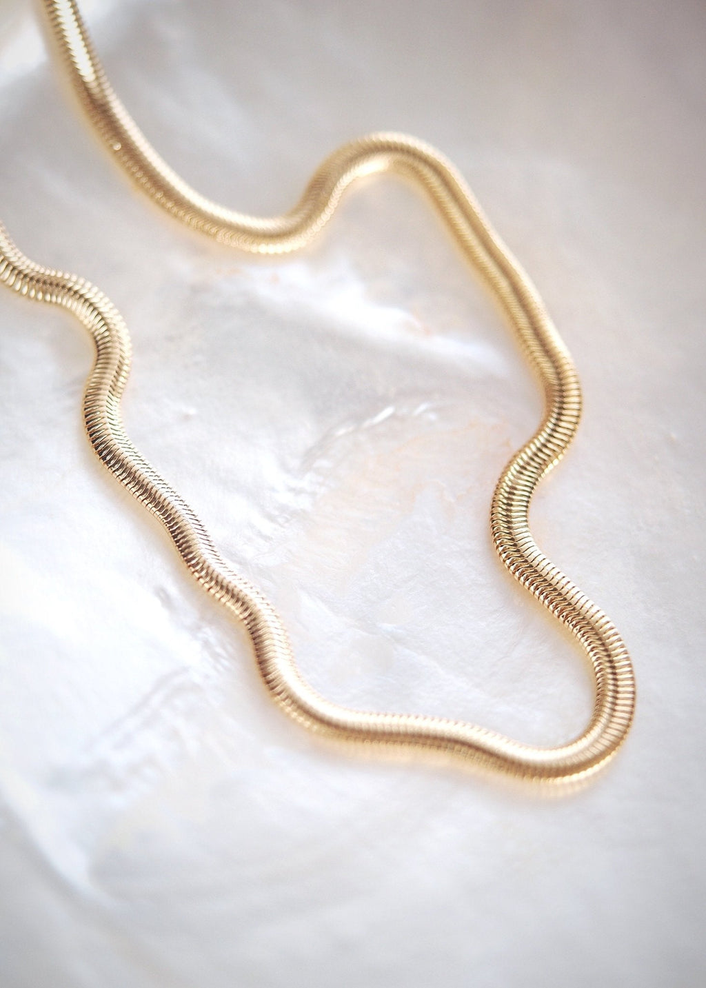 18kt Gold Filled Thick Flat Snake Chain Necklace - Nui