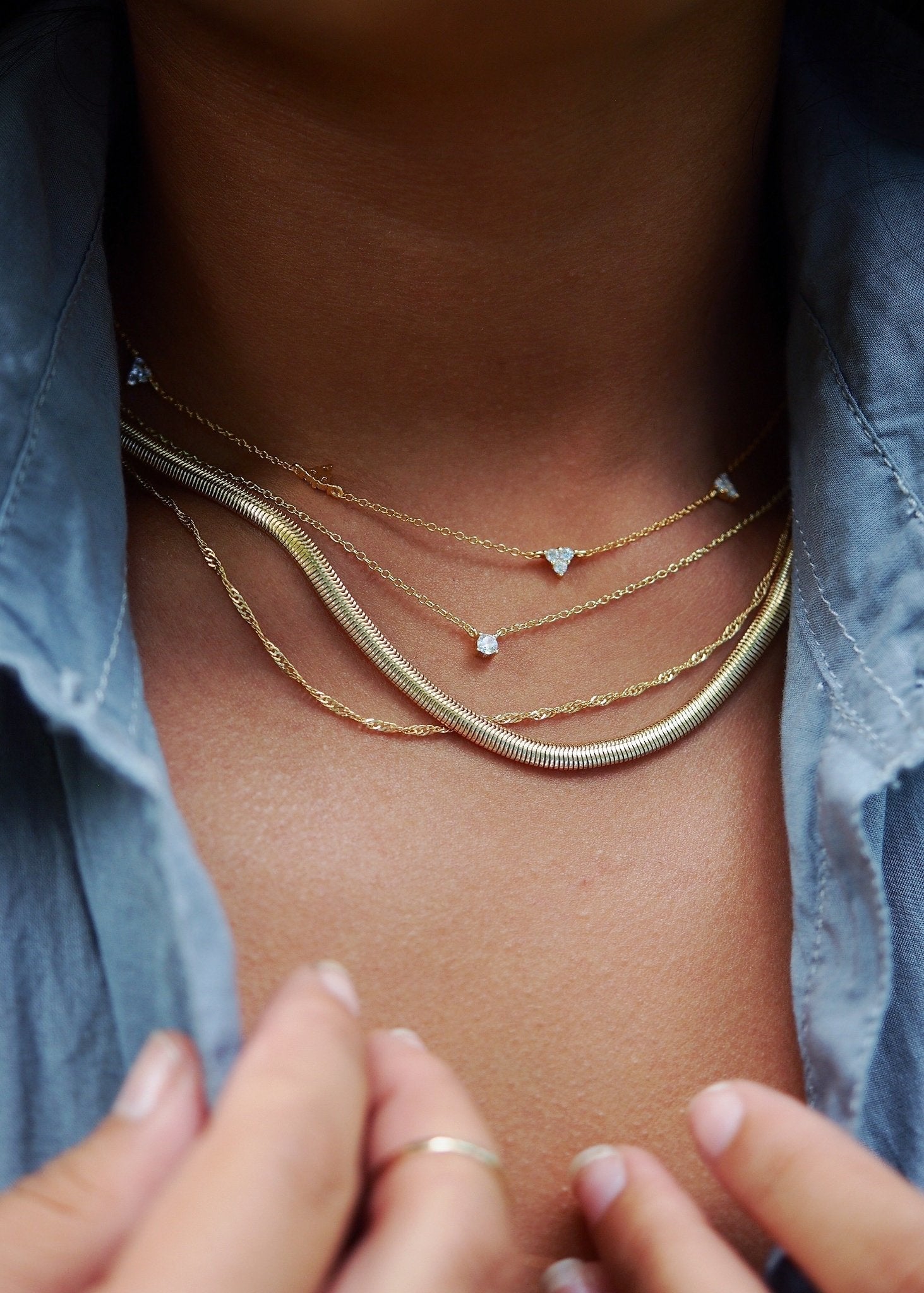 18kt Gold Filled Thick Flat Snake Chain Necklace - Nui