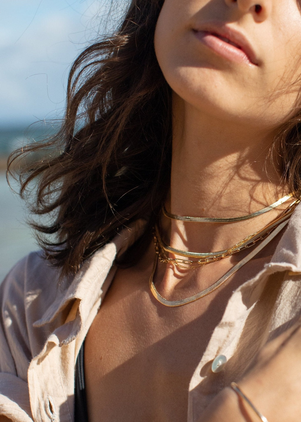 18kt Gold Filled Thick Flat Snake Chain Necklace - Nui