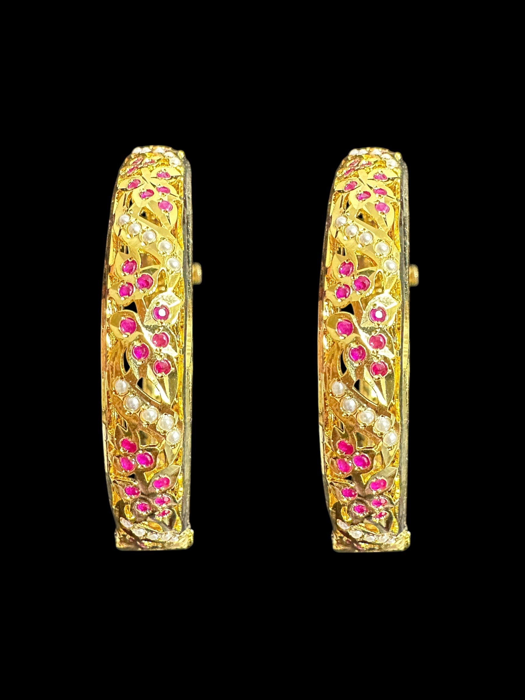 B311 Jadau  bangles ( Ruby pearl   ) ( READY TO SHIP)