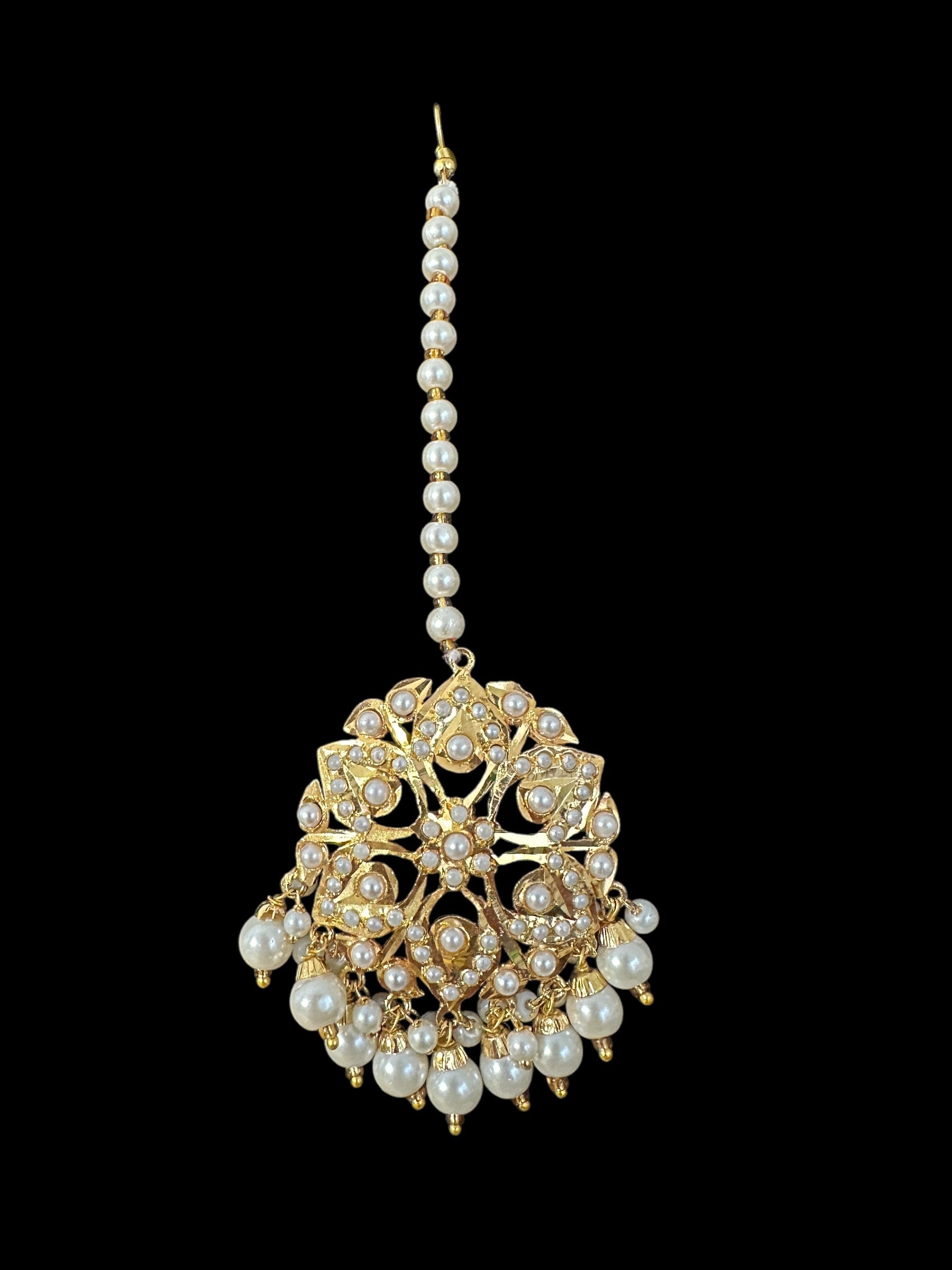 DNS189 Gold-Plated jadau Floral Hasli Necklace with jhumka earrings tika  – Handcrafted Traditional Set ( READY TO SHIP )