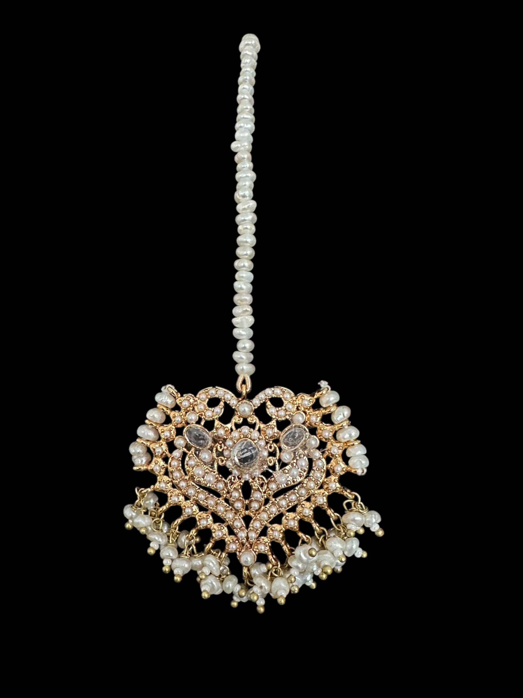 RAABYA fresh water pearl bridal choker set with earrings tika ( SHIPS IN 3 WEEKS )