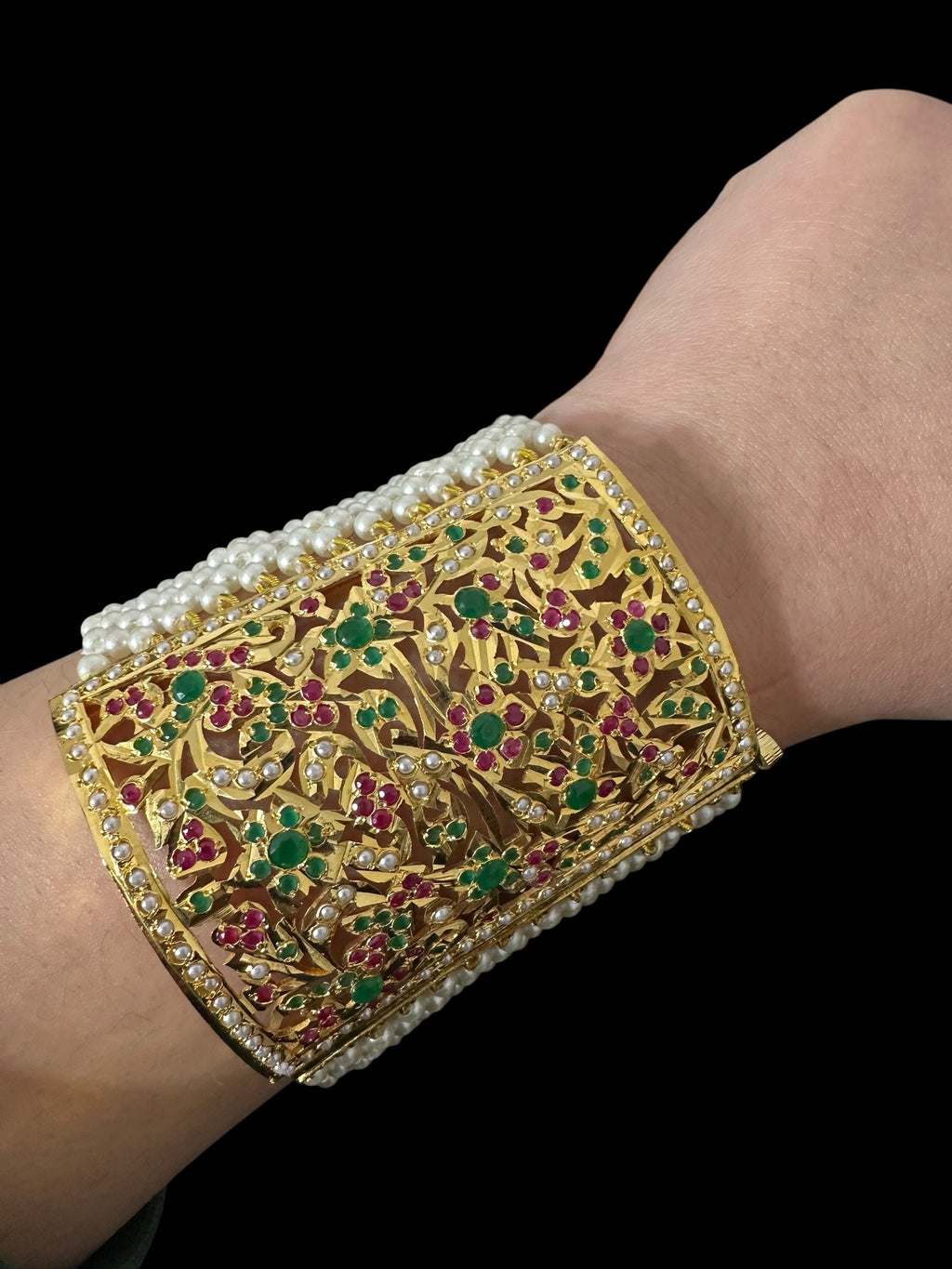 Jadau bahi / bracelet - multicolor / ruby emerald   ( SHIPS IN 2 WEEKS  )