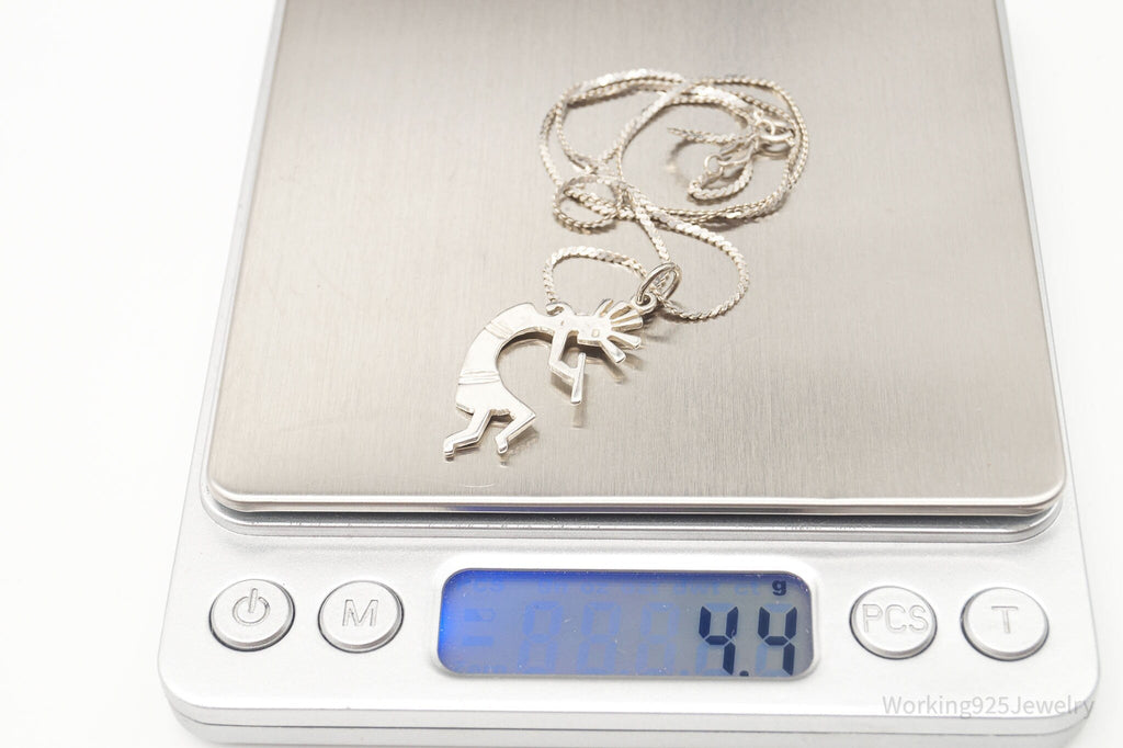 Vintage Native America Dancing Kokopelli Sterling Silver Necklace