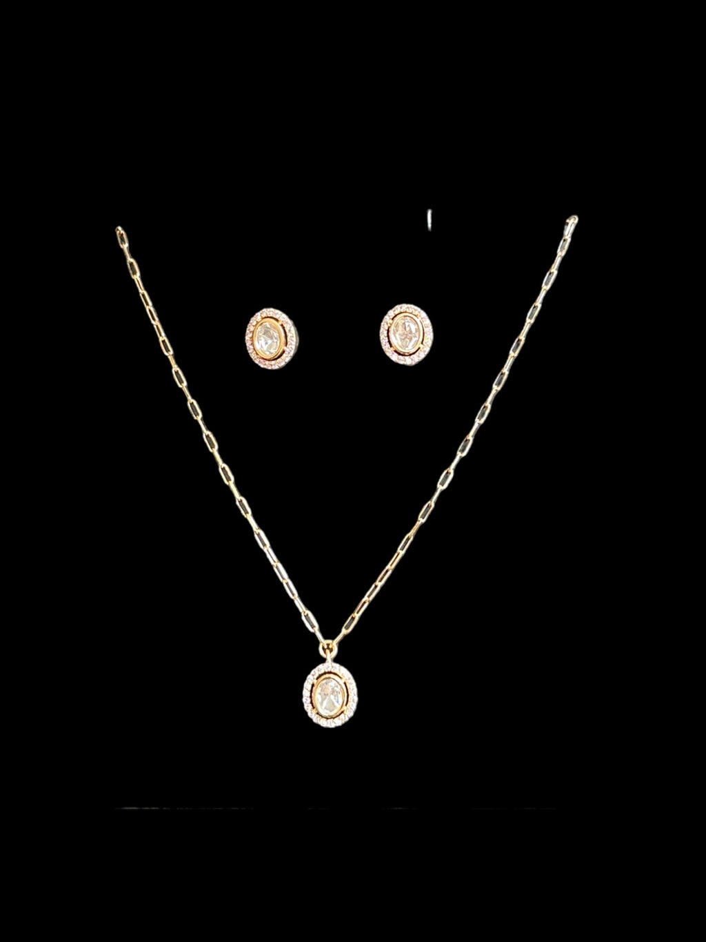 PS474 Polki gold plated pendant set ( READY TO SHIP )