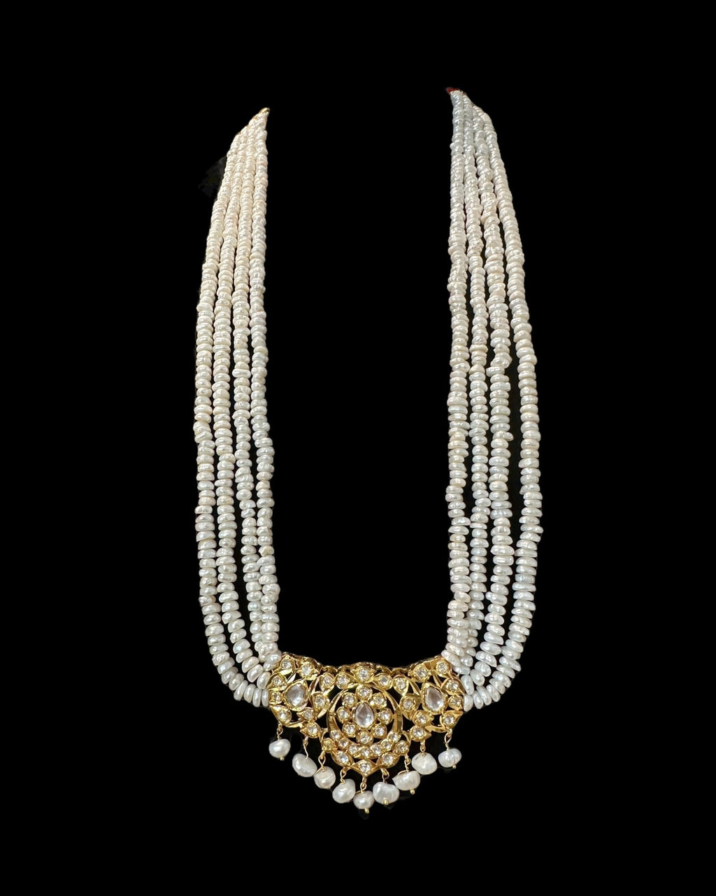 DLN1131 Moissanite Polki  Rani haar with pearls ( READY TO SHIP )