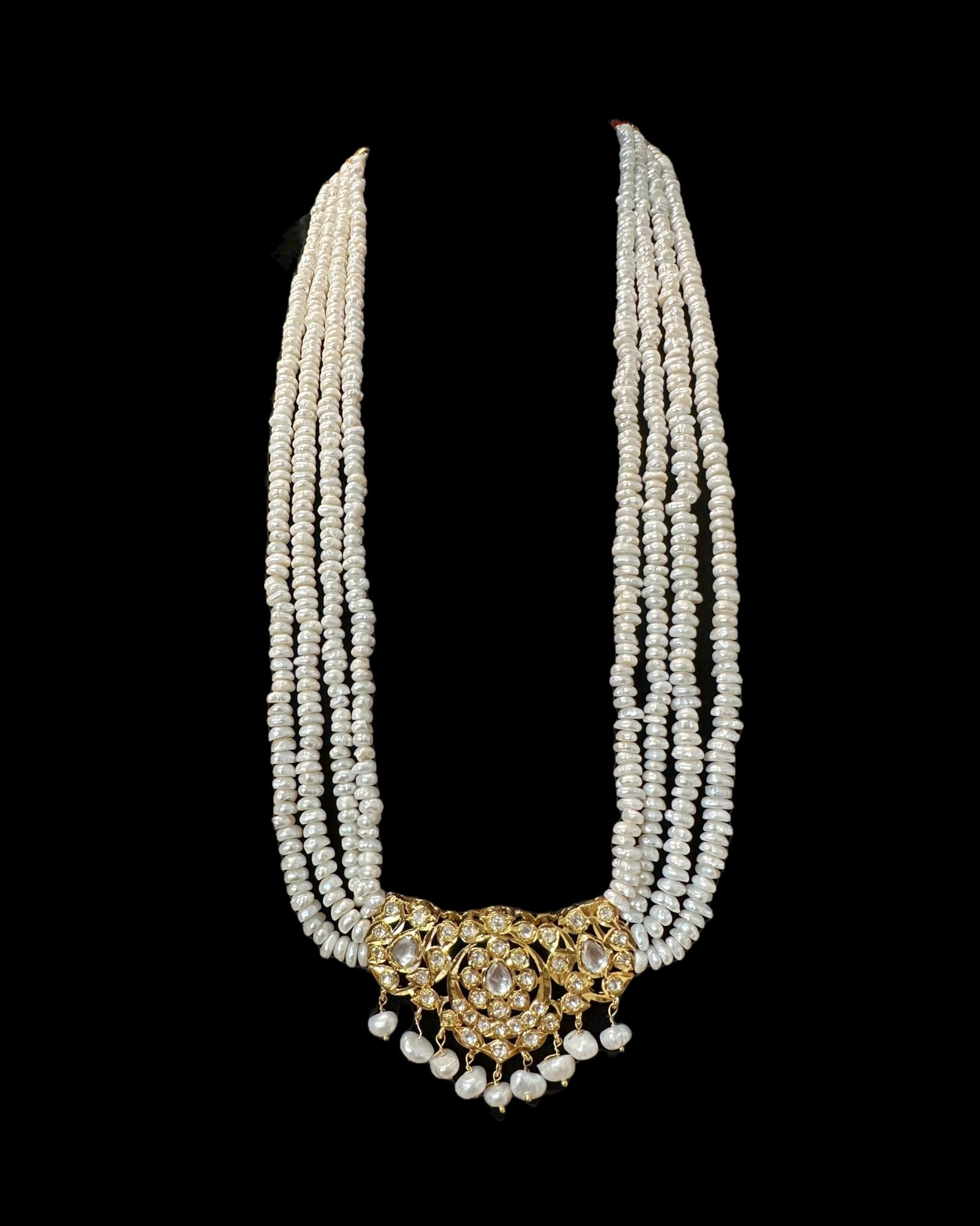 DLN1131 Moissanite Polki  Rani haar with pearls ( READY TO SHIP )