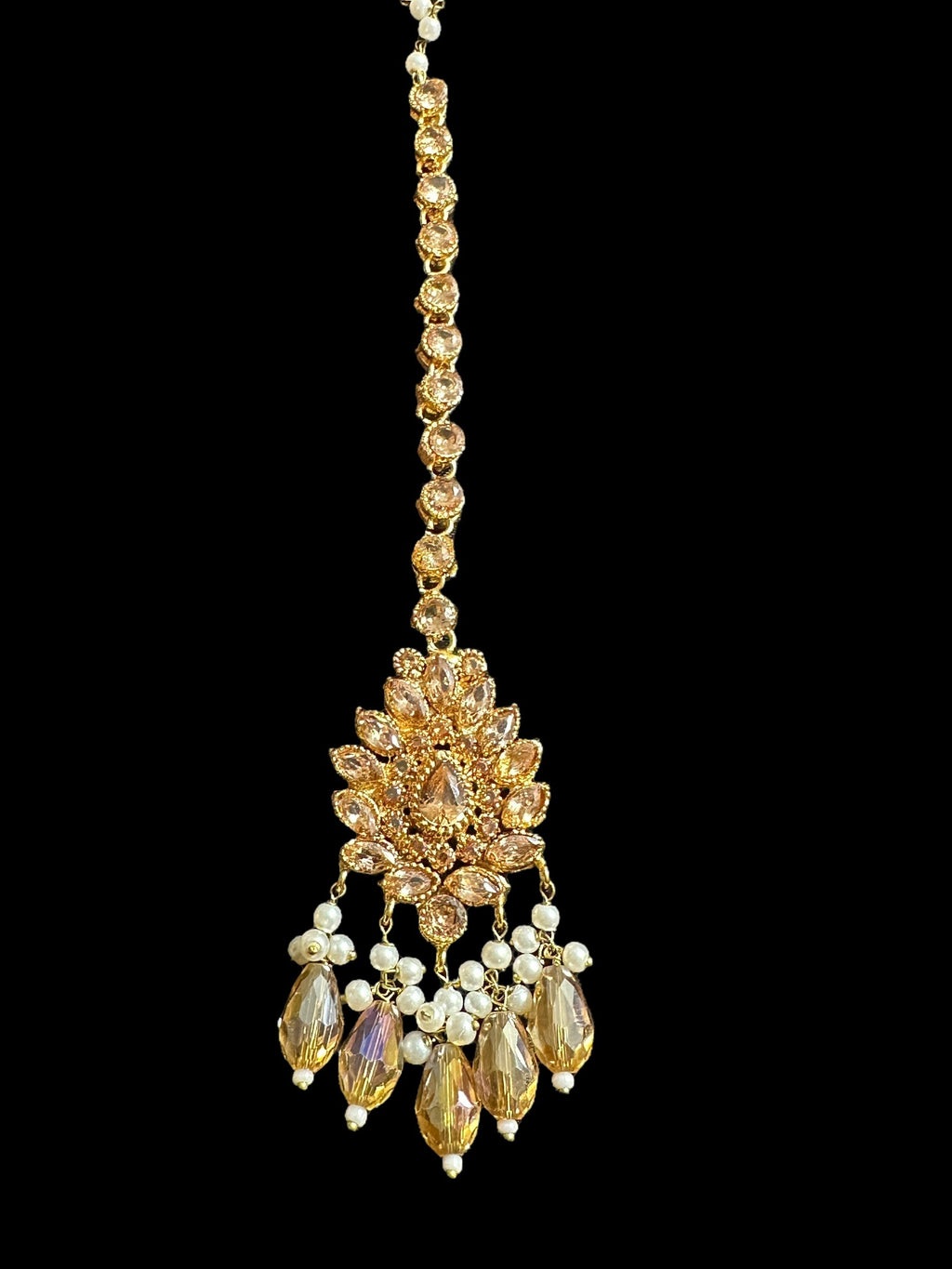 BR478 Kafiya bridal set in golden / champagne  stones and beads ( READY TO SHIP )