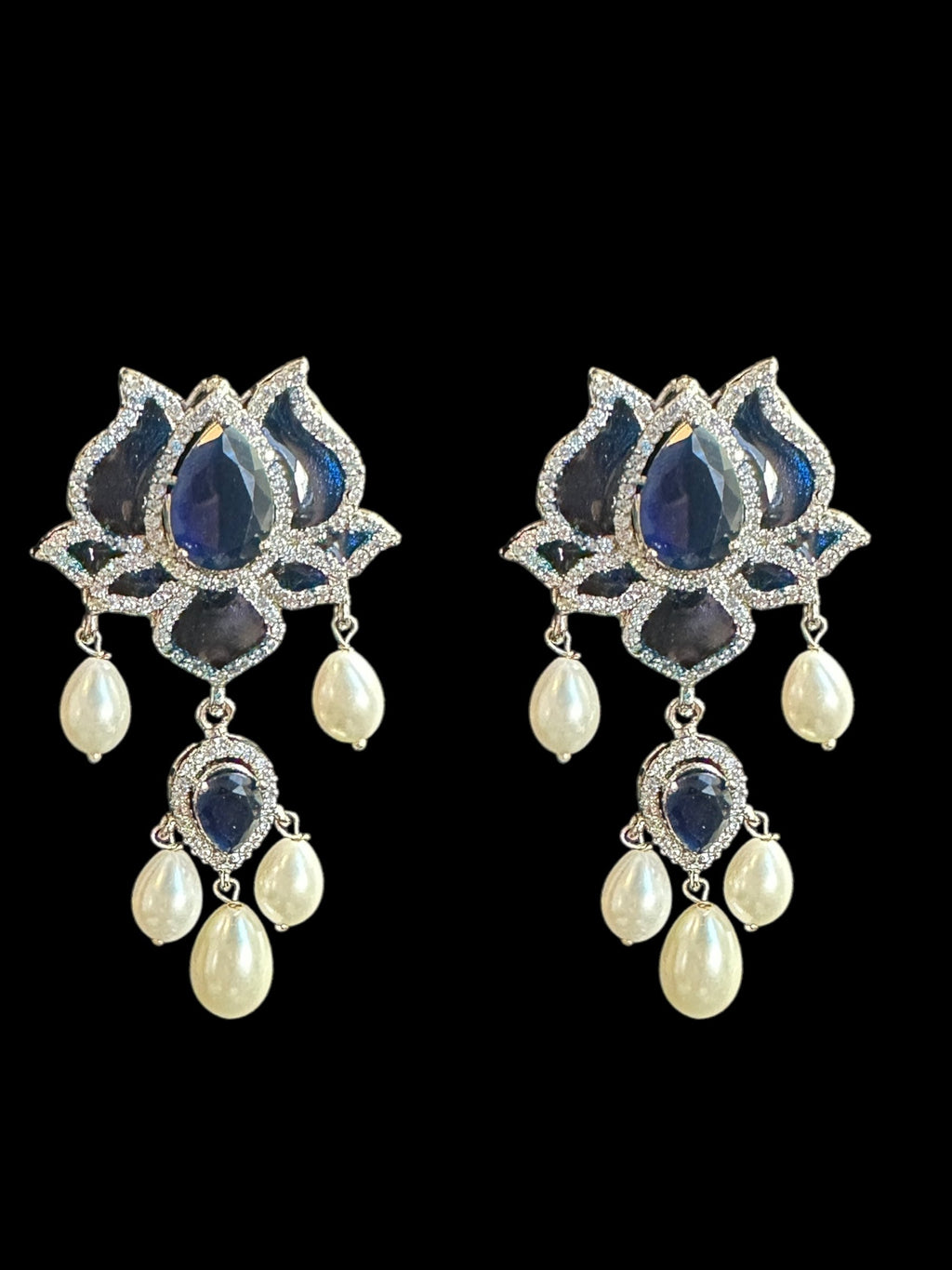 DLN101  Maria mala  and earrings set in blue ( SHIPS IN 4 WEEKS )