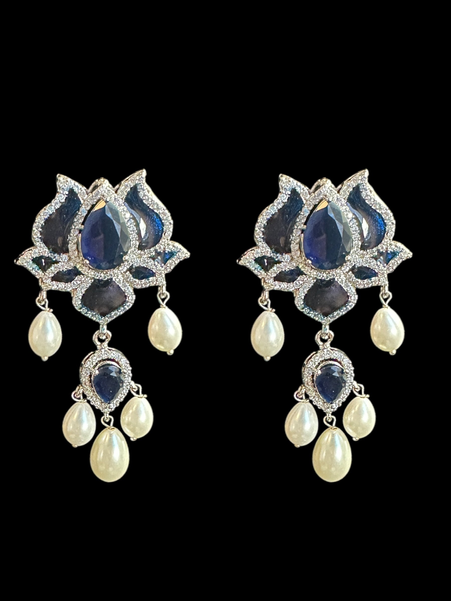 DLN101  Maria mala  and earrings set in blue ( SHIPS IN 4 WEEKS )