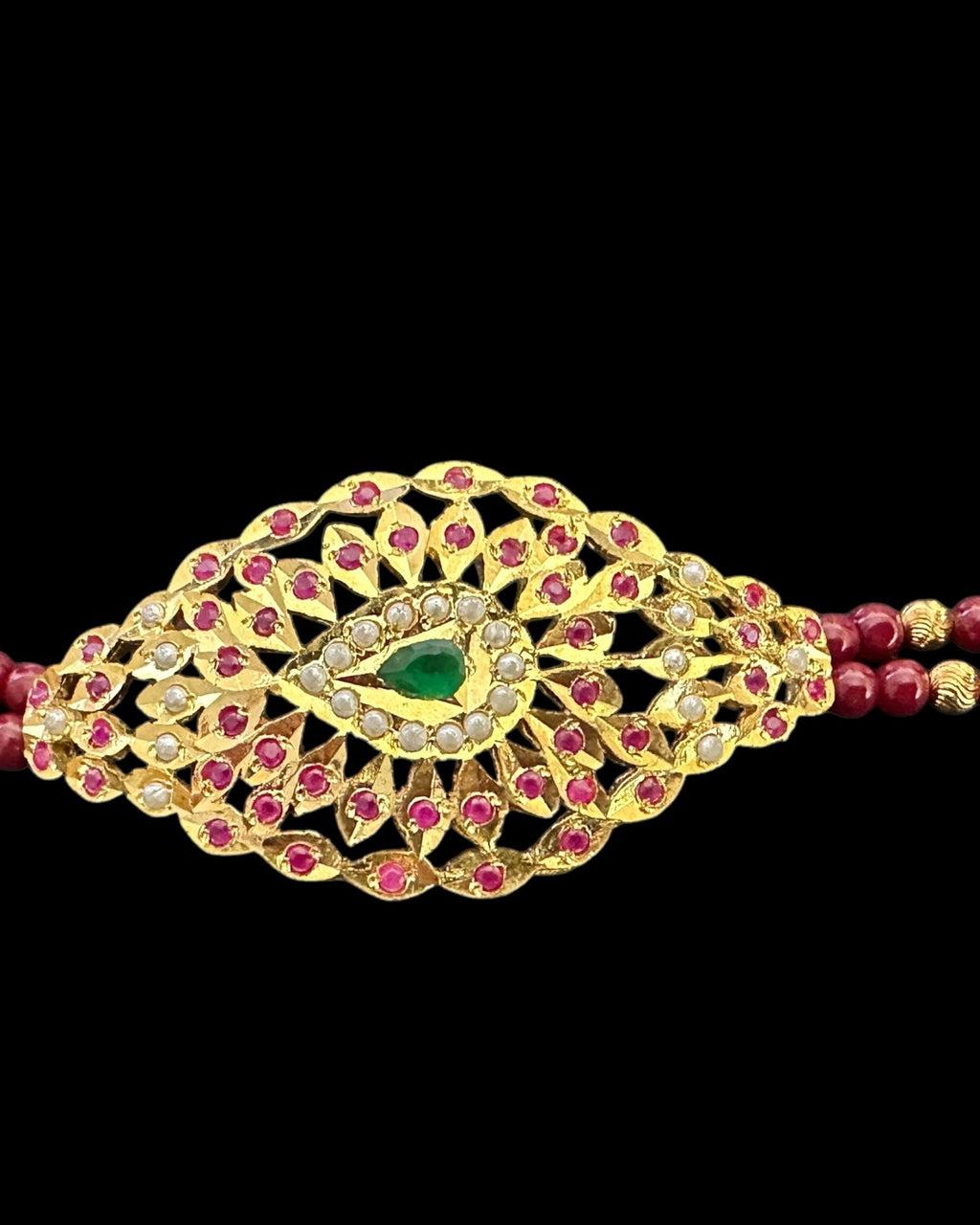 Jadau bracelet - Ruby emerald pearls  ( READY TO SHIP )