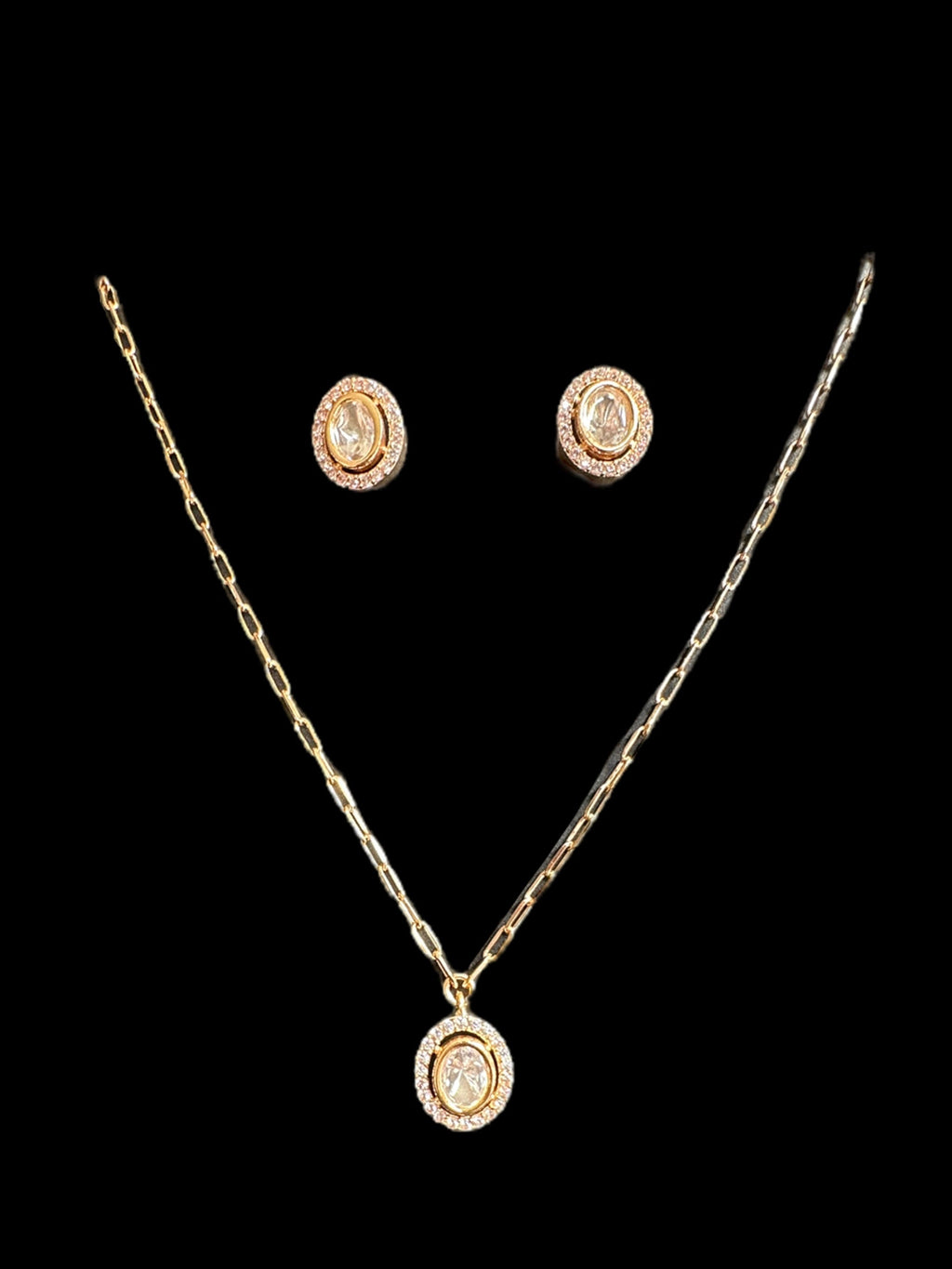 PS474 Polki gold plated pendant set ( READY TO SHIP )