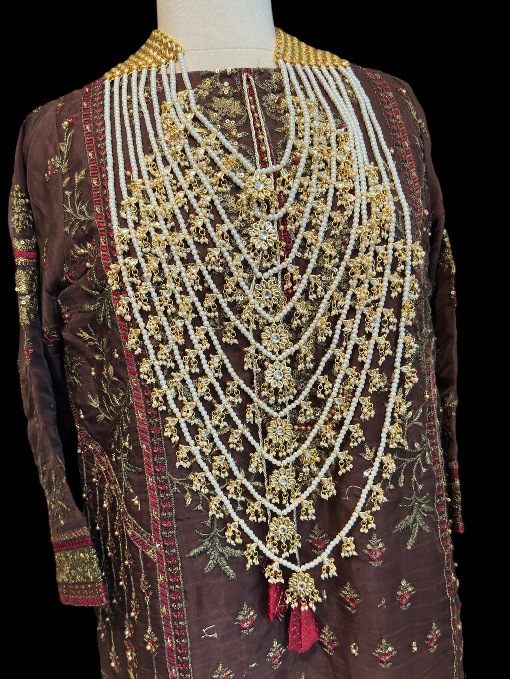 SAT108 ANSA 9 layer satlada in kundan and pearls ( READY TO SHIP )