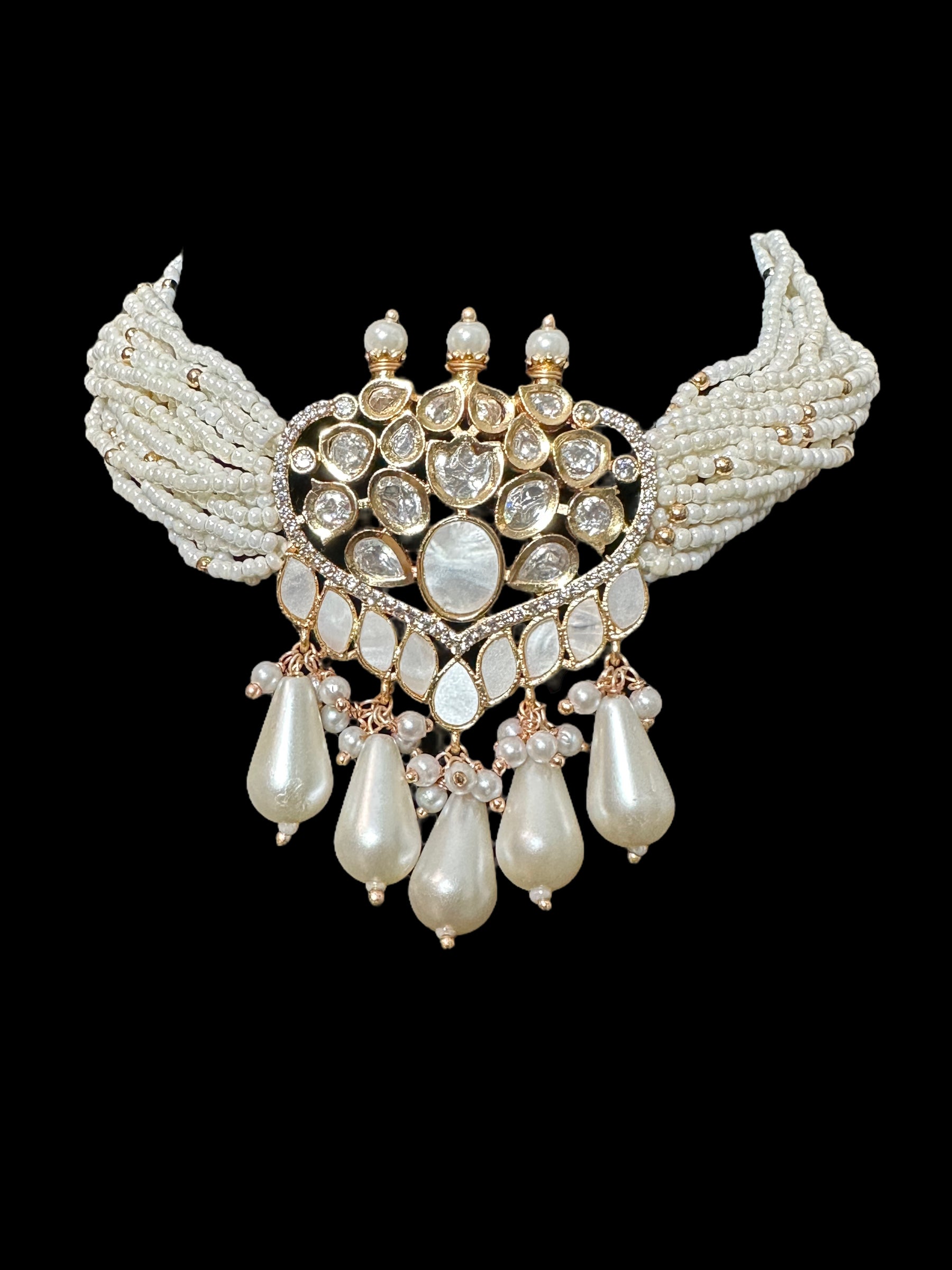 C503 Polki choker set -mother of pearls   ( READY TO SHIP )