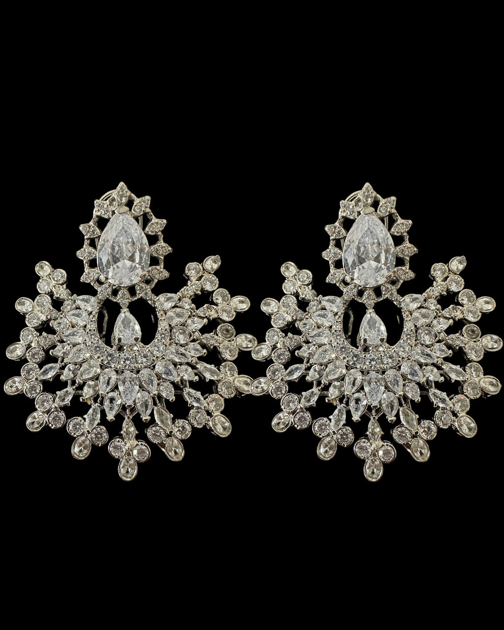 Subhana silver plated chandbali earrings tika set  ( READY TO SHIP )