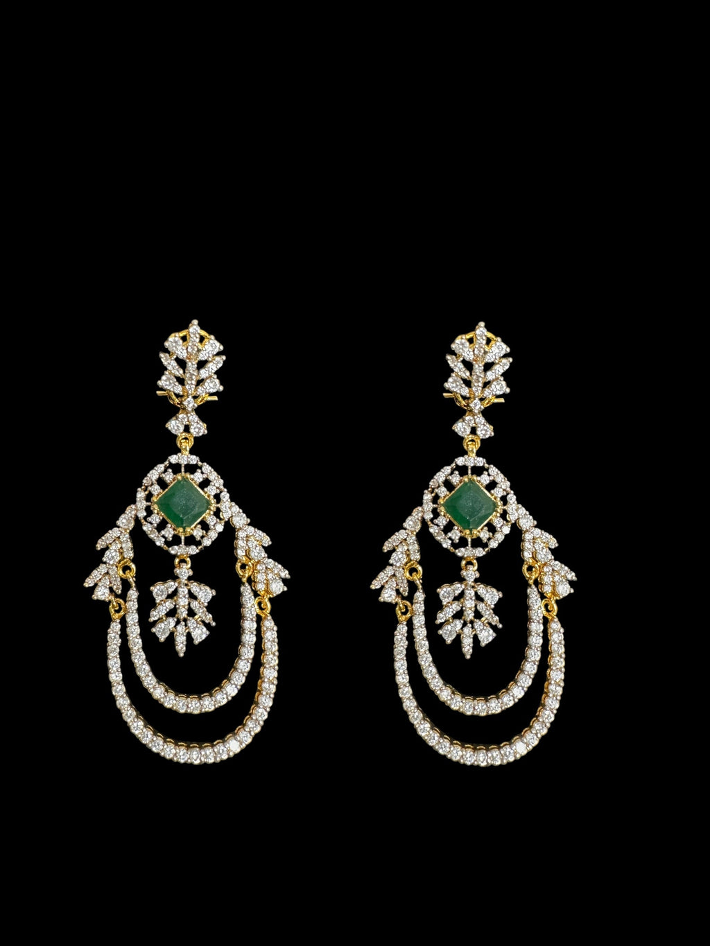 DNS184 high quality necklace set with zircon and emerlad cz stone ( READY TO SHIP )