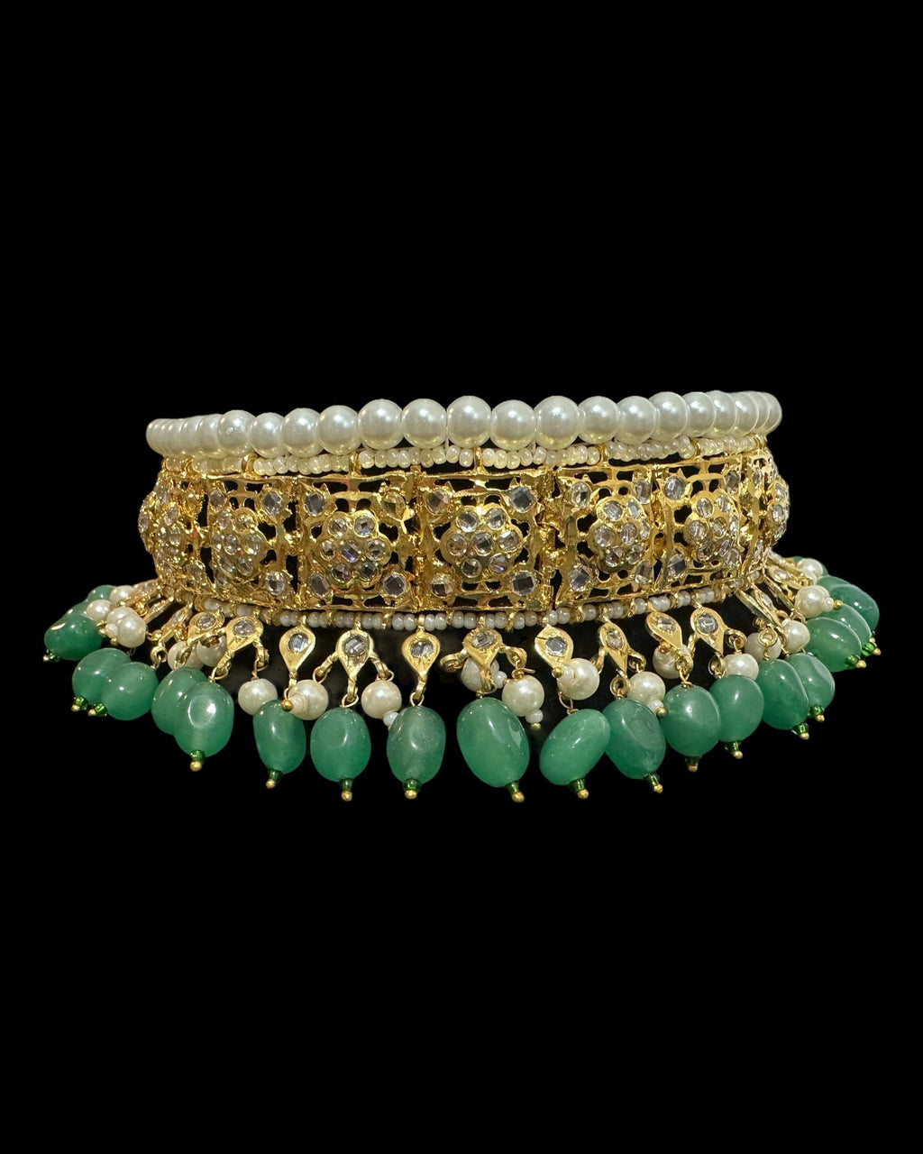 c562 sifat jadavi lacha in green  beads (READY TO SHIP  )