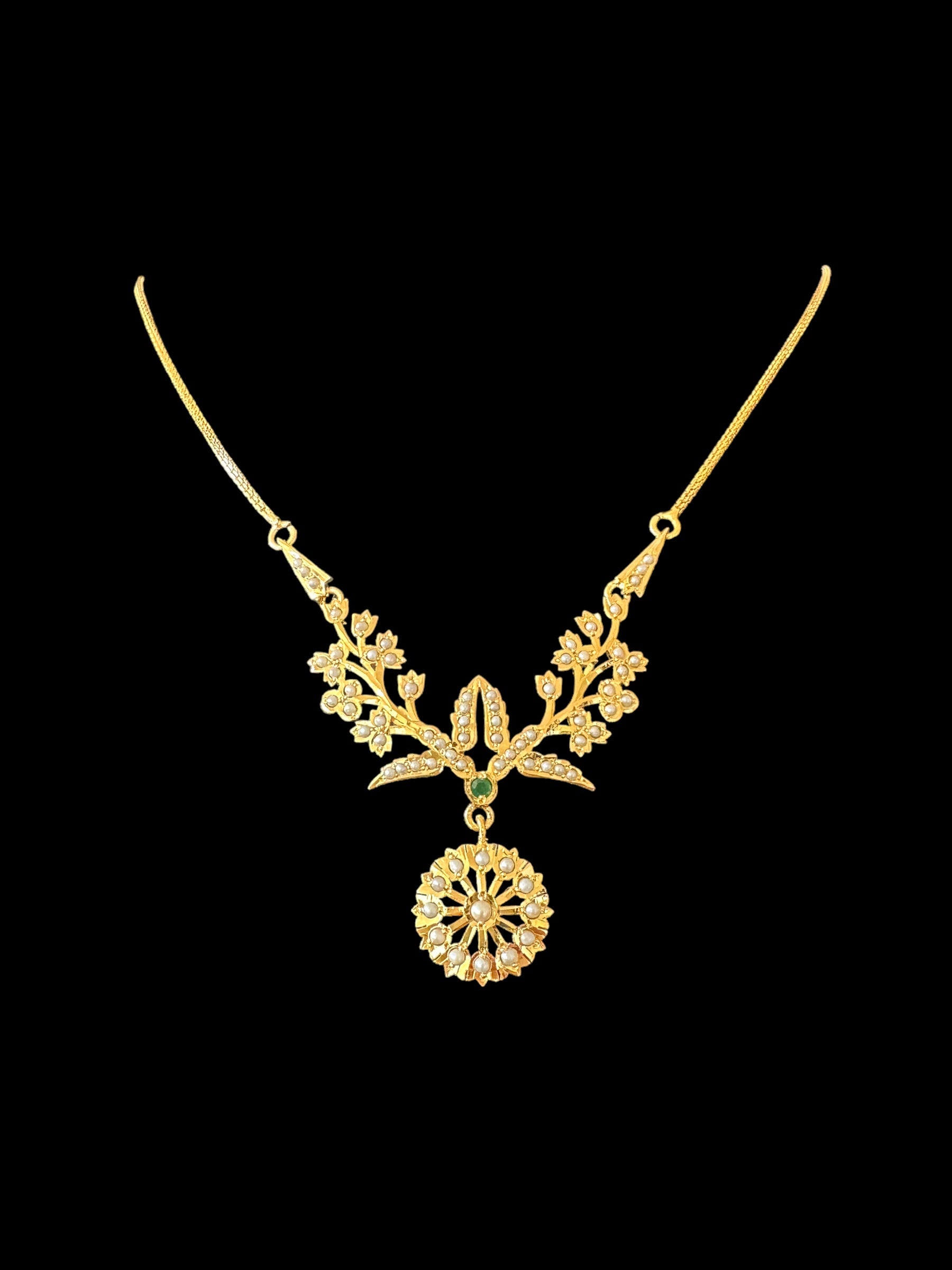 Gold plated silver necklace earrings set in fresh water pearls ( SHIPS IN 4 WEEKS )