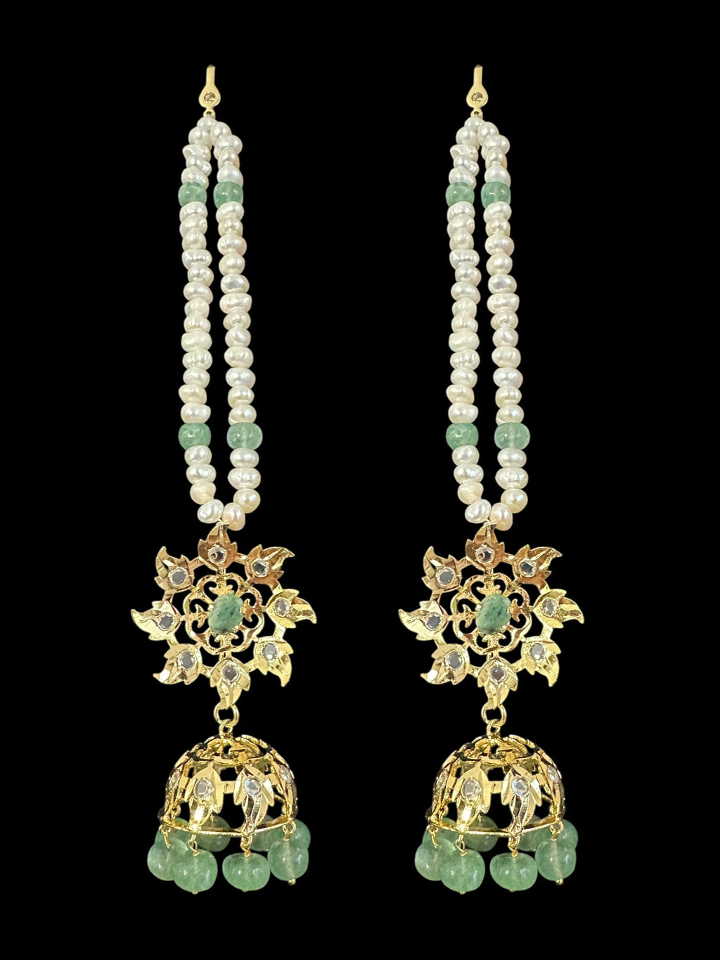 BR498 Insia bridal jadavi lacha satlada set in emeralds , ( READY TO SHIP )