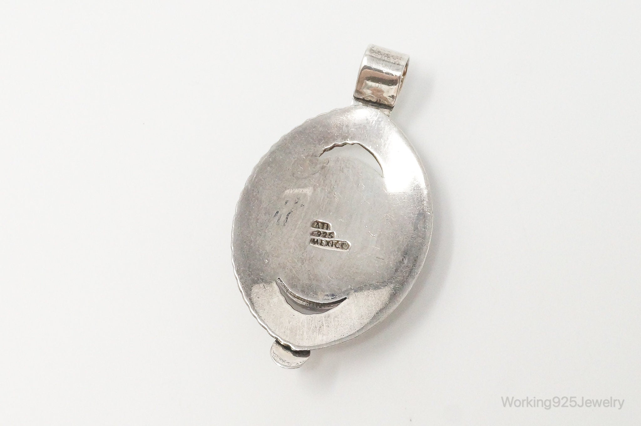 Large Mexico Designer ATI Black Onyx Southwestern Sterling Silver Pendant