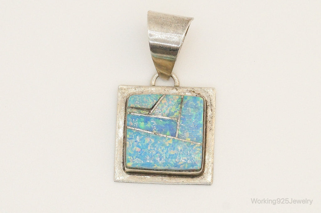 Vintage Native American B. Piaso Jr. Opal Sterling Silver Pendant