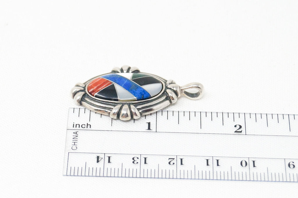 Vtg Carolyn Pollack Relios Collection Multi Gem Sterling Silver Necklace Pendant