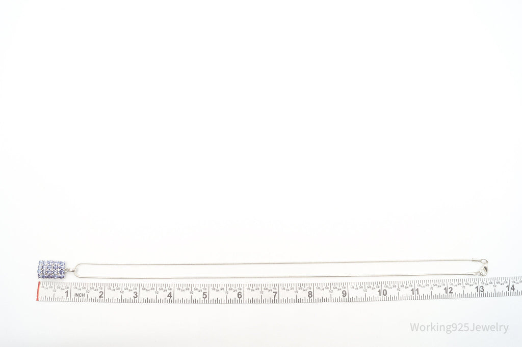 Vintage Designer TGGC Iolite Cubic Zirconia Sterling Silver Necklace