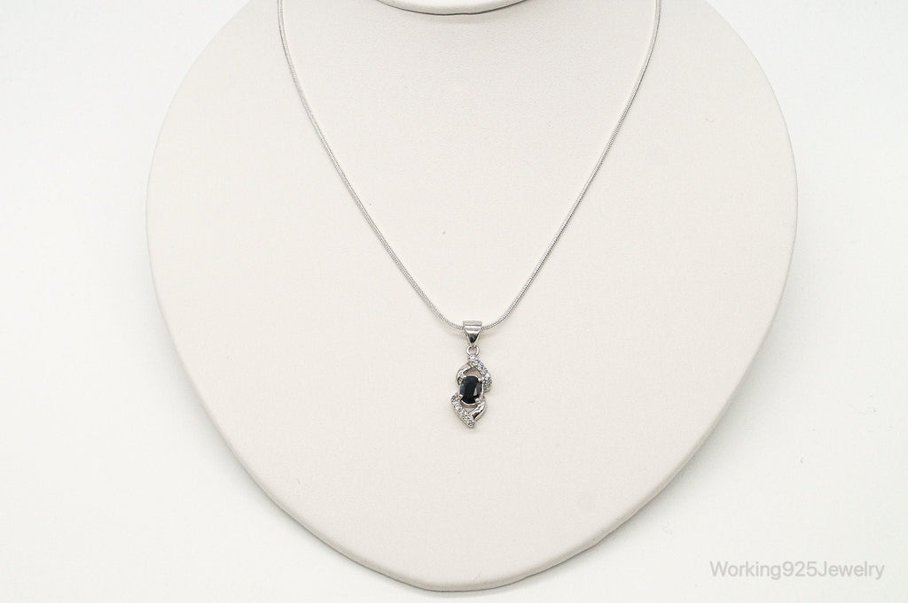 Sapphire Cubic Zirconia Sterling Silver Necklace