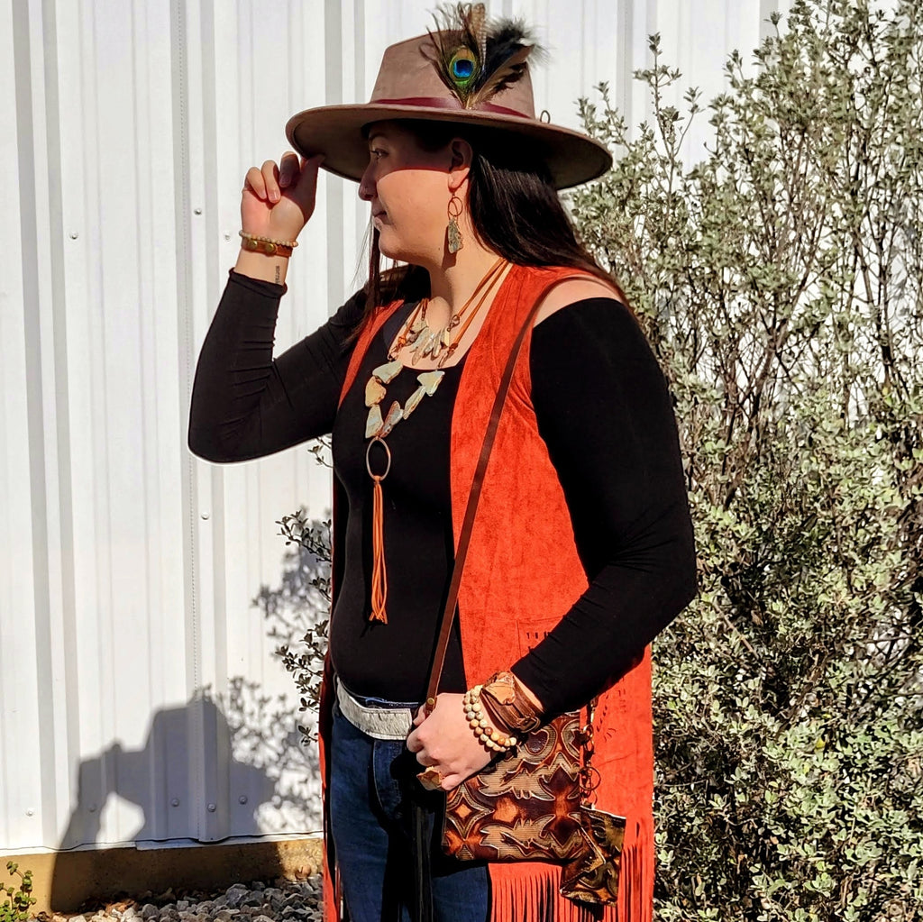 Aqua Terra Jasper Beaded Bracelet w/ vegan Tassel 019H