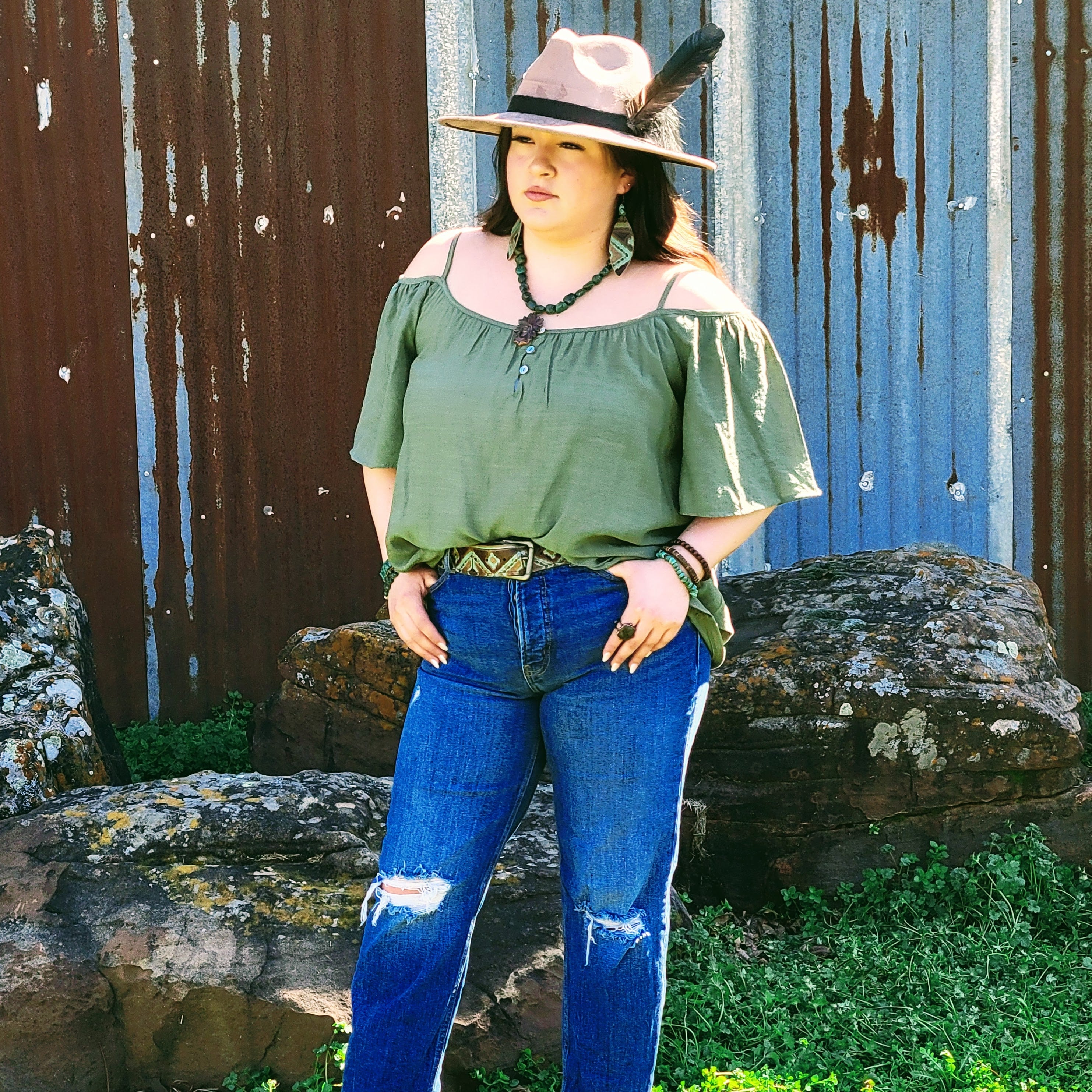 Natural Turquoise Collar Necklace w/ Indian Head Pendant 259n