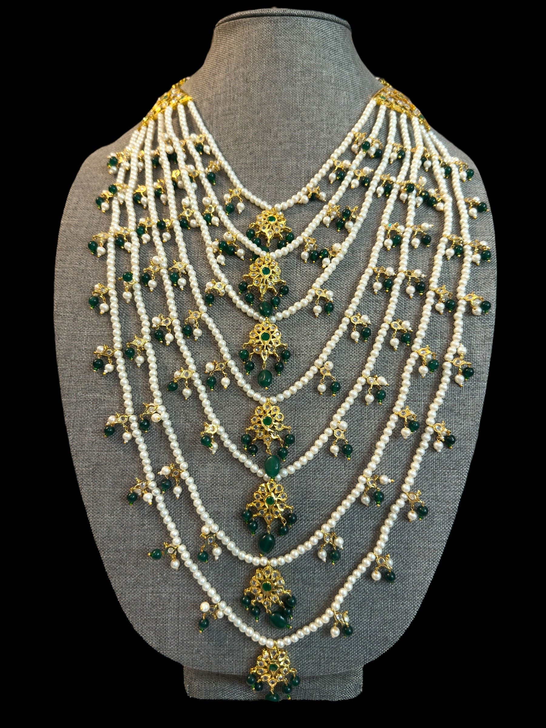 SAT103 Hyderabadi bridal satlada green ( READY TO SHIP )