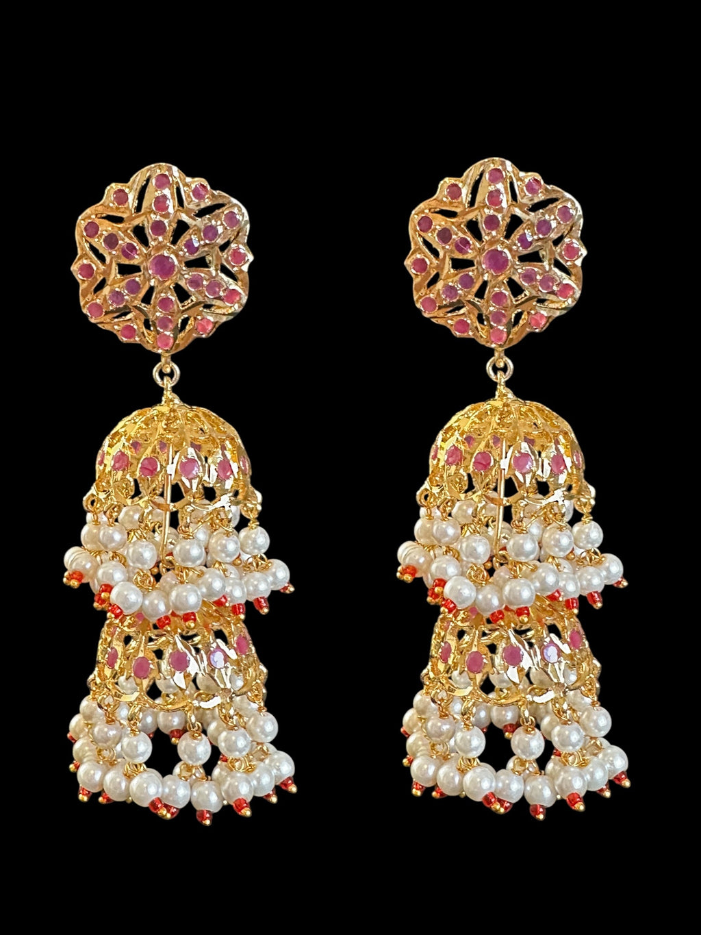 C534 Viya bridal choker set in rubies and pearls  (SHIPS IN 4 WEEKS )