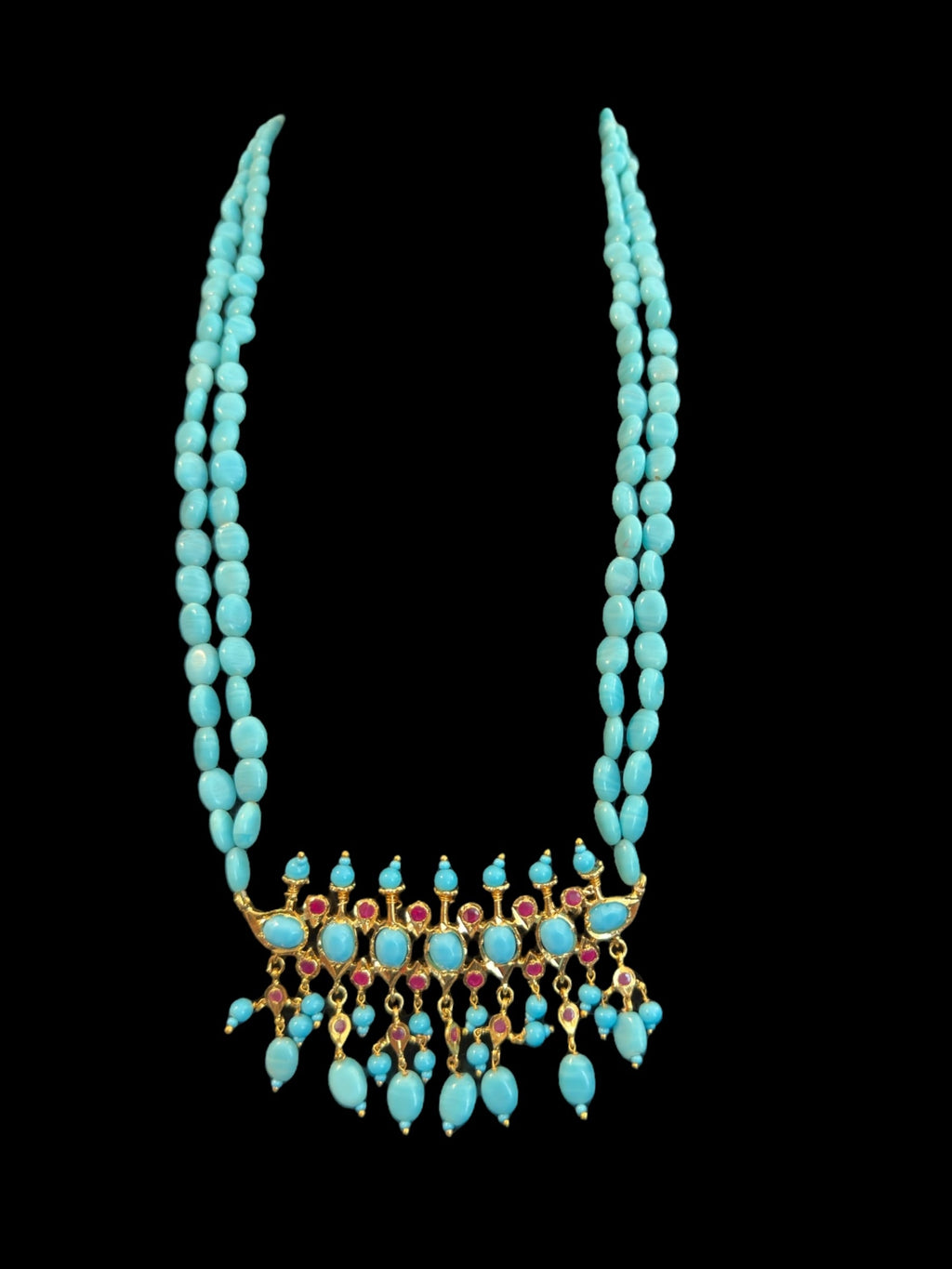 PS346 Tirmani in turquoise and ruby combination ( READY TO SHIP )