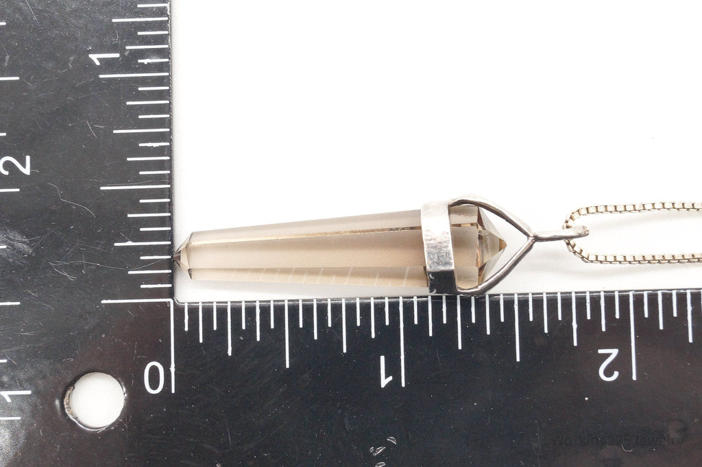 Vintage Large Smoky Topaz Sterling Silver Necklace